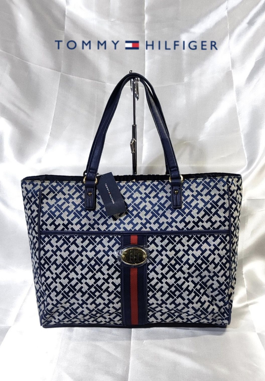 Tommy Hilfiger Tommy Hilfiger TH Logo Buckle AOP Print Large Tote Bag Size ONE SIZE - 1 Thumbnail