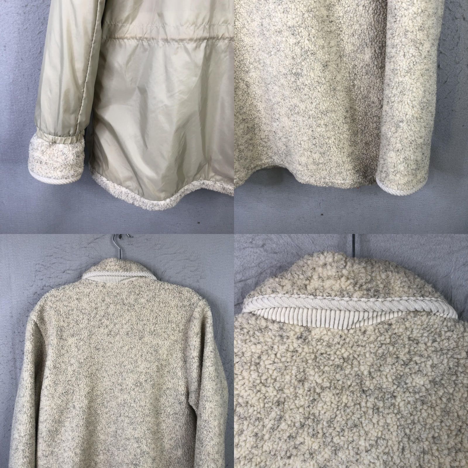 Vintage Carlo Briani Jacket Womens M Reversible Sherpa Fleece Nylon Drawstring Ivory Beige Pocketed Collared Embroidered Size M / US 6-8 / IT 42-44 - 11 Thumbnail