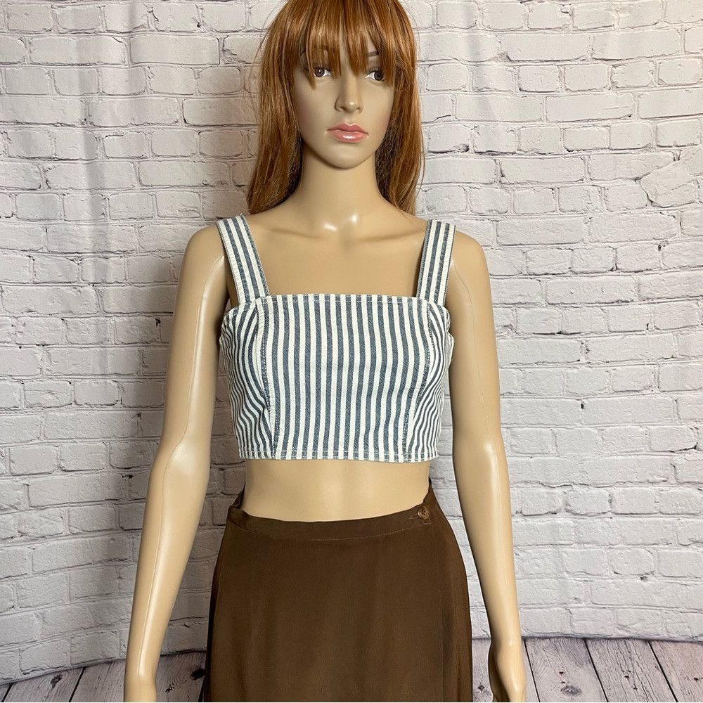 Zara NWT New Zara Striped Denim Crop Top Size S Size S / US 4 / IT 40 - 2 Thumbnail