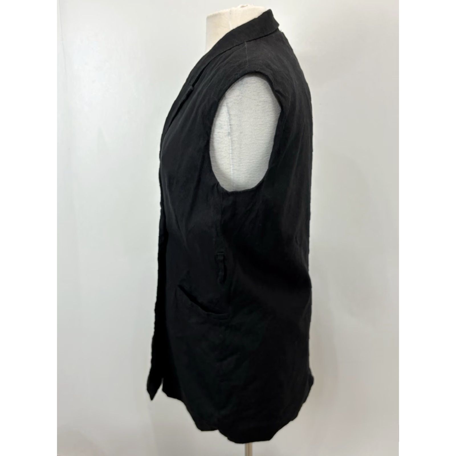 Jason Wu JASON WU Linen Blend Vest Women M Black Sleeveless Mid-Length Button Double Breasted Belt Loops, No Belt, Vintage? No Size M / US 6-8 / IT 42-44 - 2 Thumbnail
