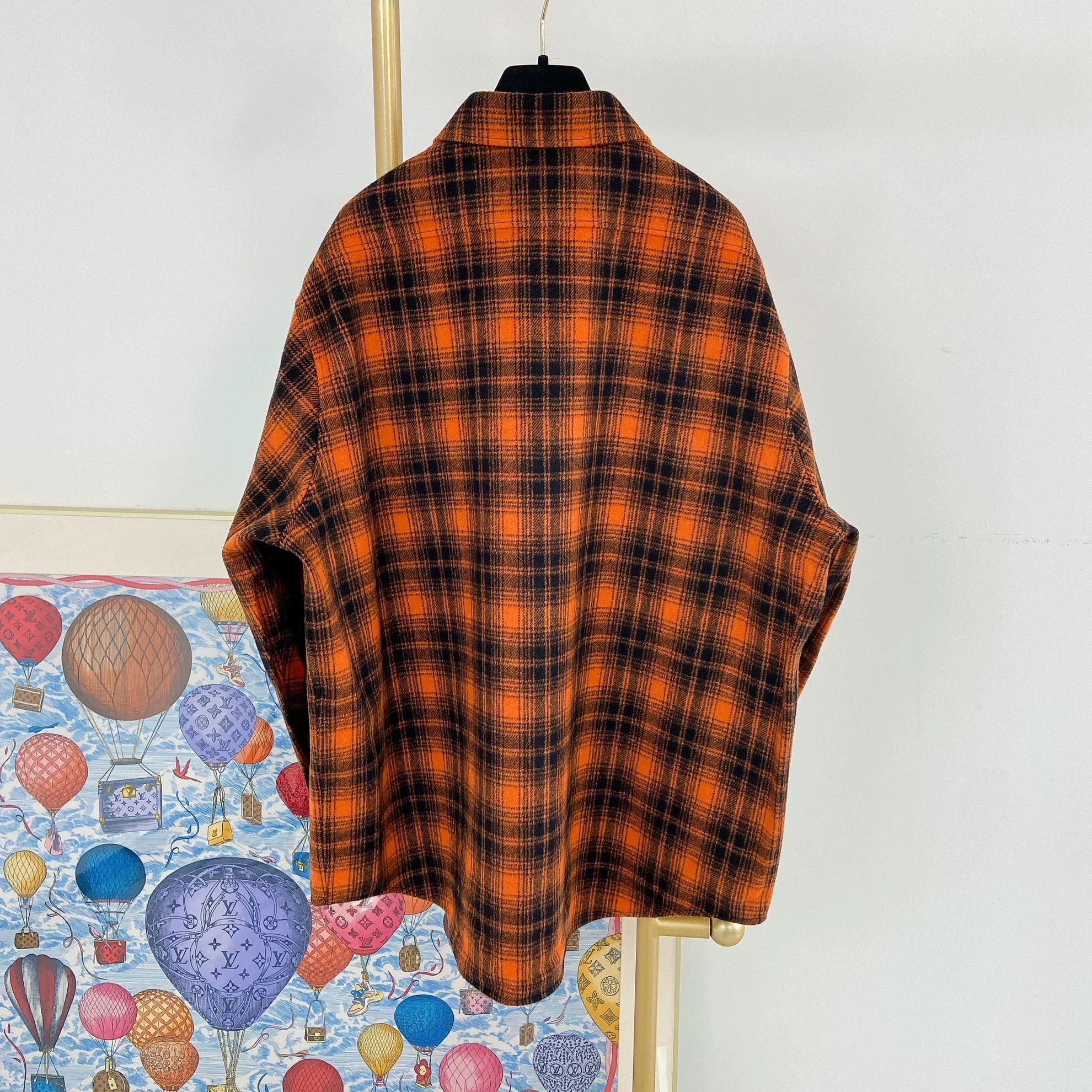 Celine CELINE Orange Gingham Lapel Relaxed SB LS Shirt 41 Size US L / EU 52-54 / 3 - 2 Thumbnail