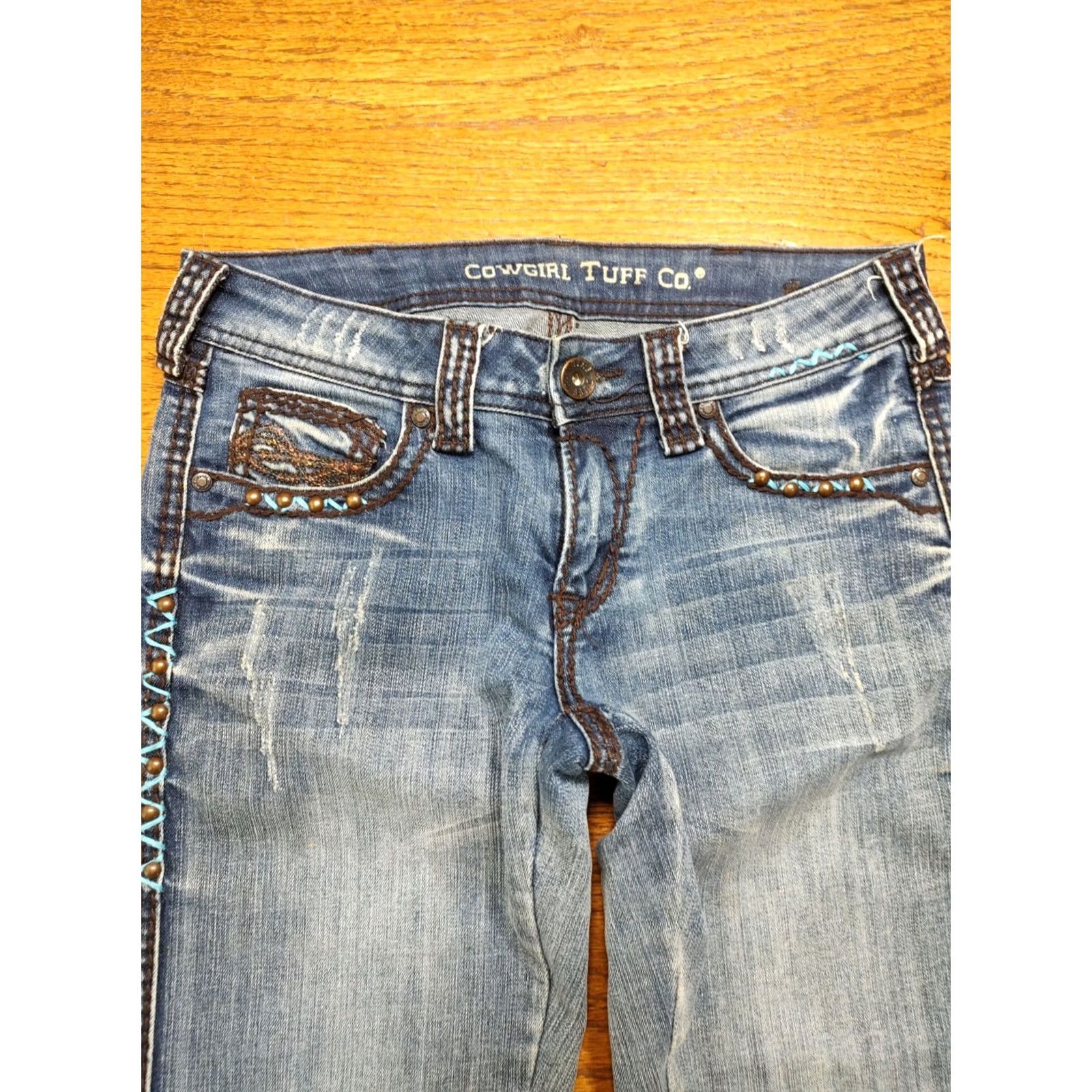 Denime Cowgirl Tuff Womens Embroidered Capri Jeans Tag 26 Denim Western Size 26" / US 2 / IT 38 - 4 Thumbnail