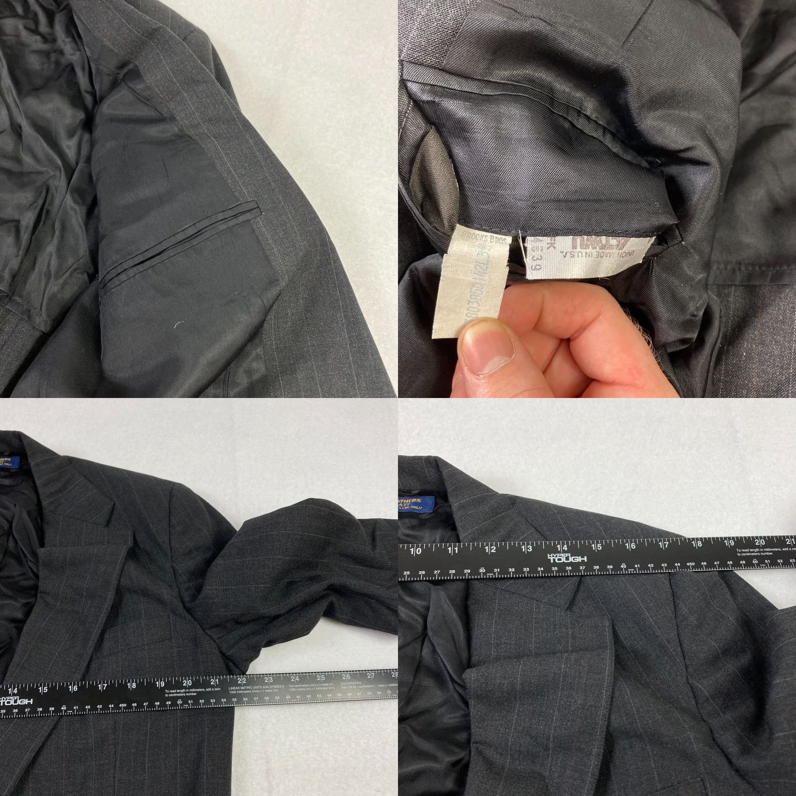 Brooks Brothers Brooks Brothers Brooksgate Blazer Mens 44 Black Wool Striped Union Made Blazer Size 44R - 8 Thumbnail