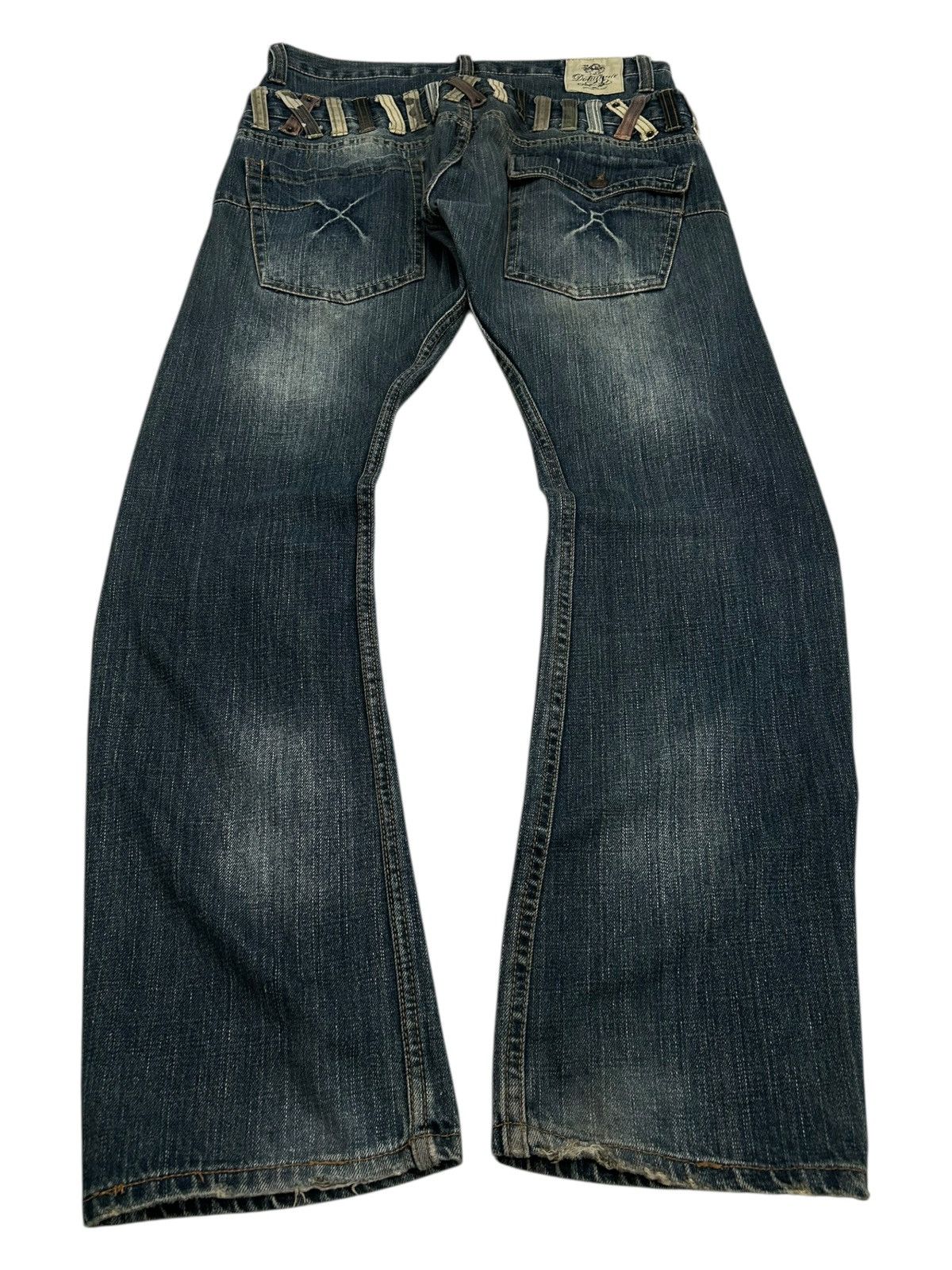Le Grande Bleu (L.G.B.) Vintage Dominate Double Waist Mud Washed Whisker Clawn Mark Size US 33 - 2 Thumbnail