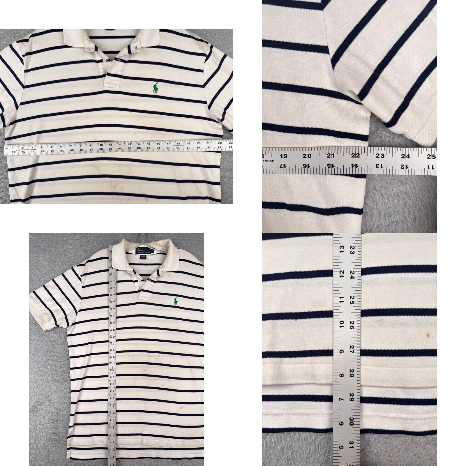 Ralph Lauren VINTAGE Polo Ralph Lauren Shirt Men Large White Blue Stripe 100% Cotton Read Size US L / EU 52-54 / 3 - 8 Thumbnail