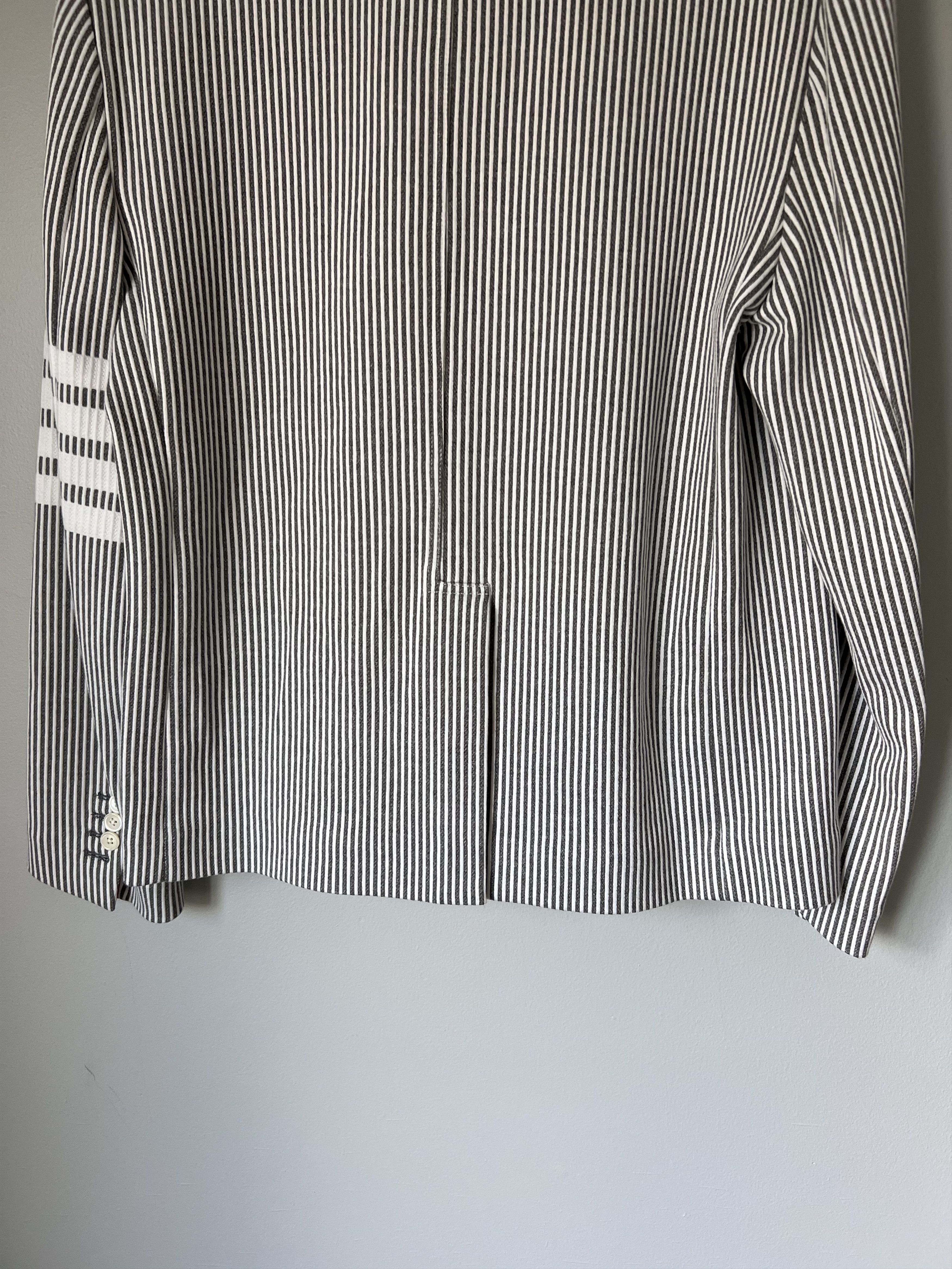 Thom Browne Thom Browne 4 Bar Seersucker Loopback Sack Jacket Size US L / EU 52-54 / 3 - 8 Thumbnail