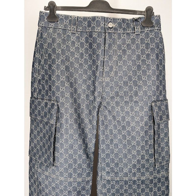 Gucci o1rshd1 Coated GG Denim Cargo Pant in Blue Size US 34 / EU 50 - 4 Thumbnail