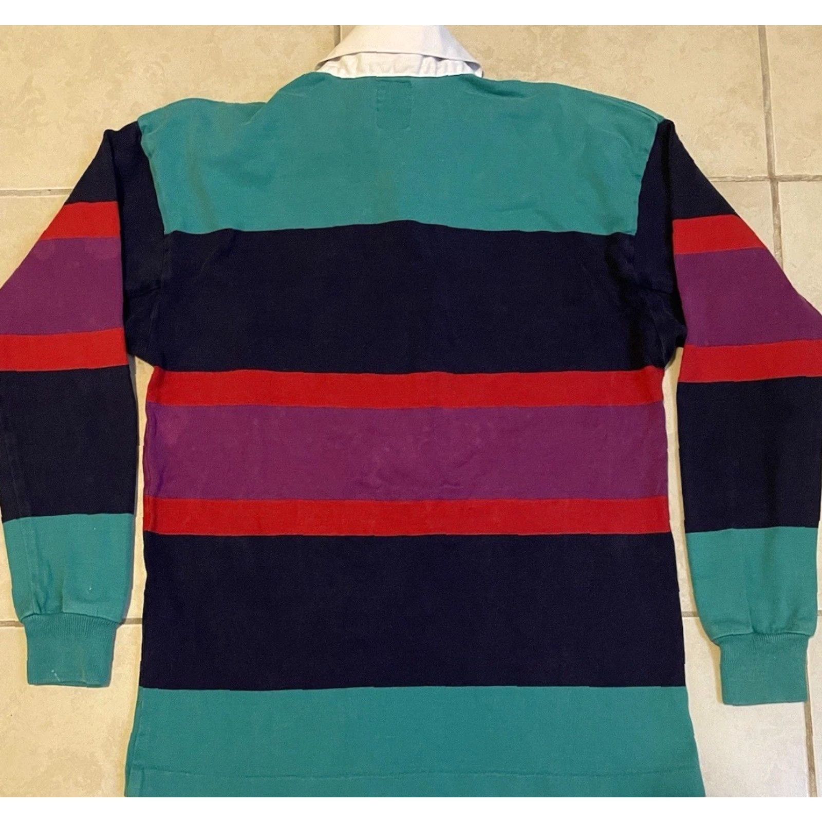 Budweiser Vtg Budweiser Faded Striped Rugby Shirt L XL Green Bar Surf Skate Grunge 80s 90s Mens Shirt Size US L / EU 52-54 / 3 - 7 Thumbnail