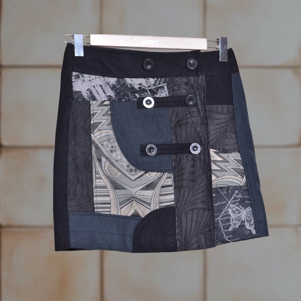 Desigual Desigual Womens Black Wool Blend Wrap Short Skirt Button Front Size 40 Size 27" / US 4 / IT 40 - 1 Thumbnail