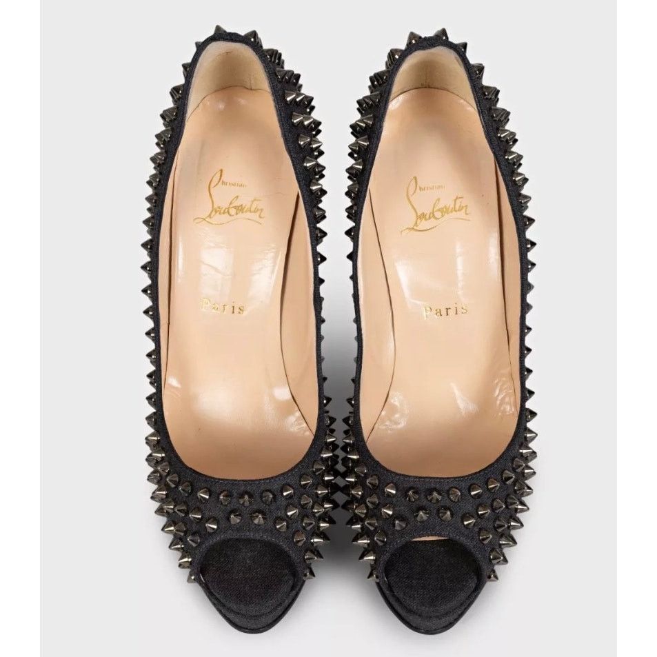 Christian Louboutin Christian LouboutinDenim Lady Peep Spikes Heels Sz. 39.5 Size US 8.5 / IT 38.5 - 2 Thumbnail