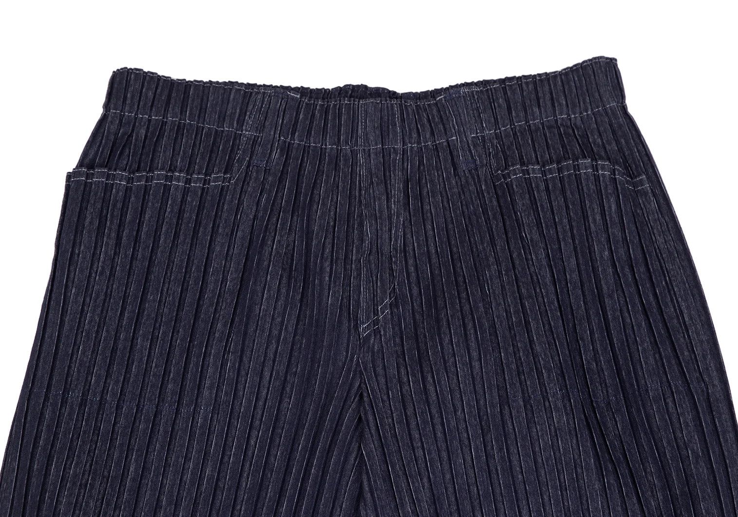 Issey Miyake Denim Print Pleats Pants in Indigo Color Size US 36 / EU 52 - 2 Thumbnail