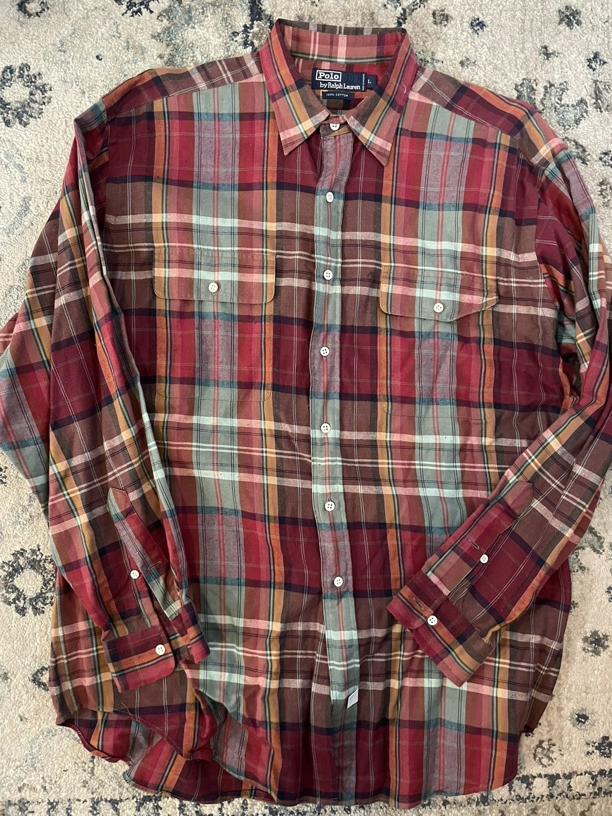 Polo Ralph Lauren × Vintage Patch Pocket Flannel Sport Shirt Size US L / EU 52-54 / 3 - 2 Thumbnail