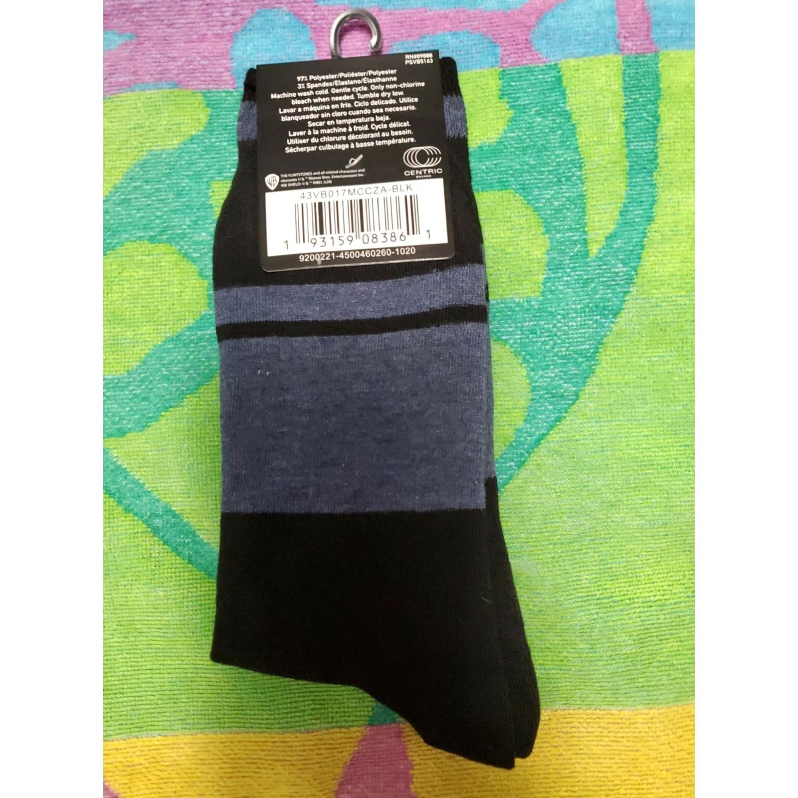 FRED The Flintstones Crew Socks The Flintstones Unisex Adults 6-12 Multicolor Polyester Spandex Crew Socks Mens Womens Size ONE SIZE - 2 Thumbnail
