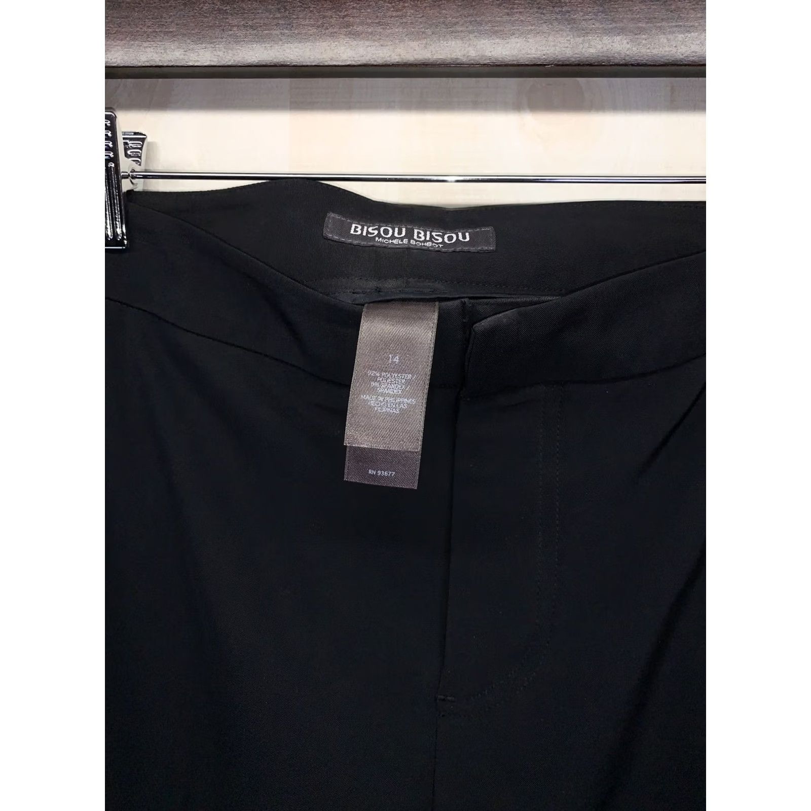 Vintage BISOU BISOU Women’s SZ 14 Crease Front Wode Leg Black Pants NWT-4122 Size 36" / US 14 / IT 50 - 5 Thumbnail