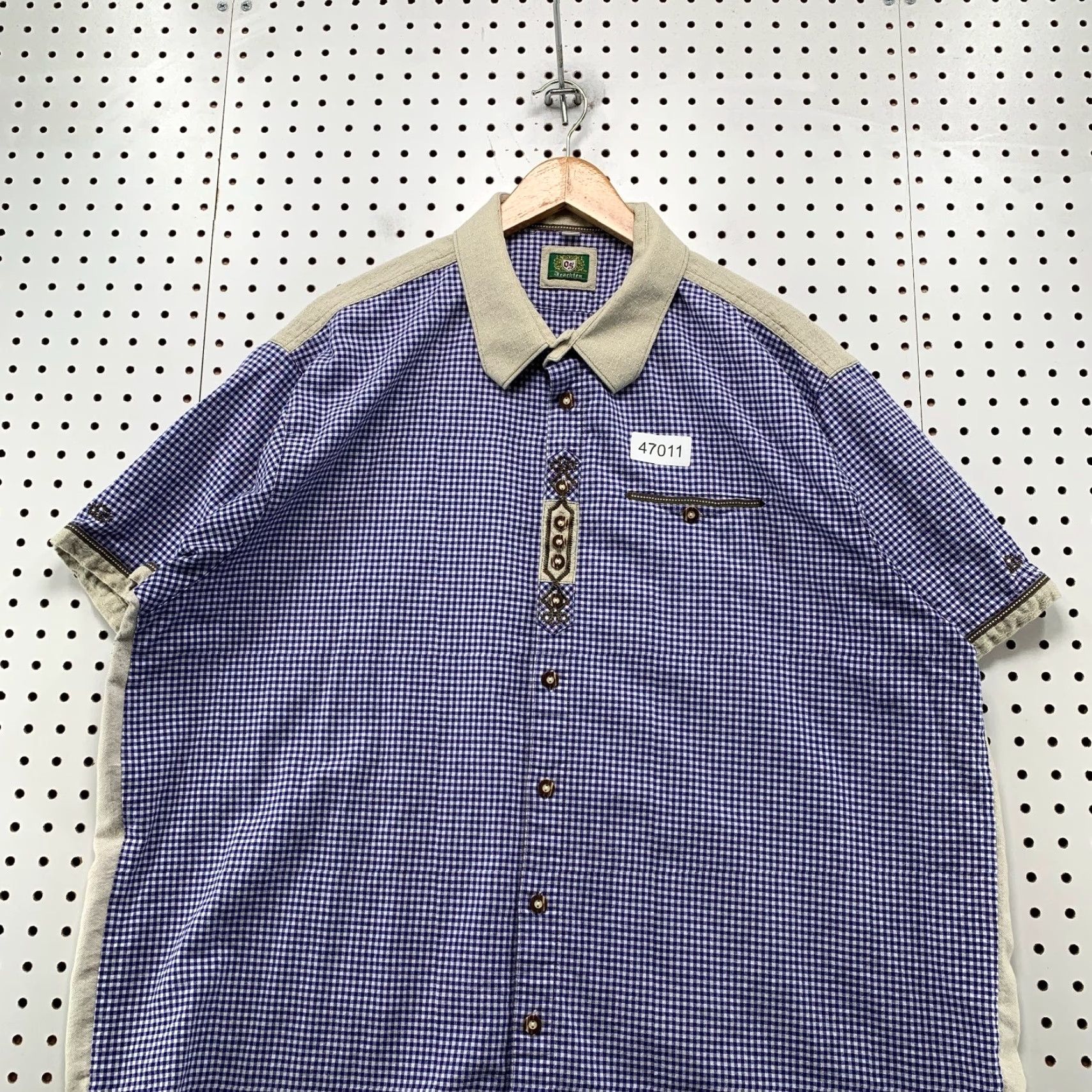 Vintage VINTAGE OS Trachten Button Shirt Mens 3XL Blue White Checkered German Bavarian Size US XXL / EU 58 / 5 - 4 Thumbnail