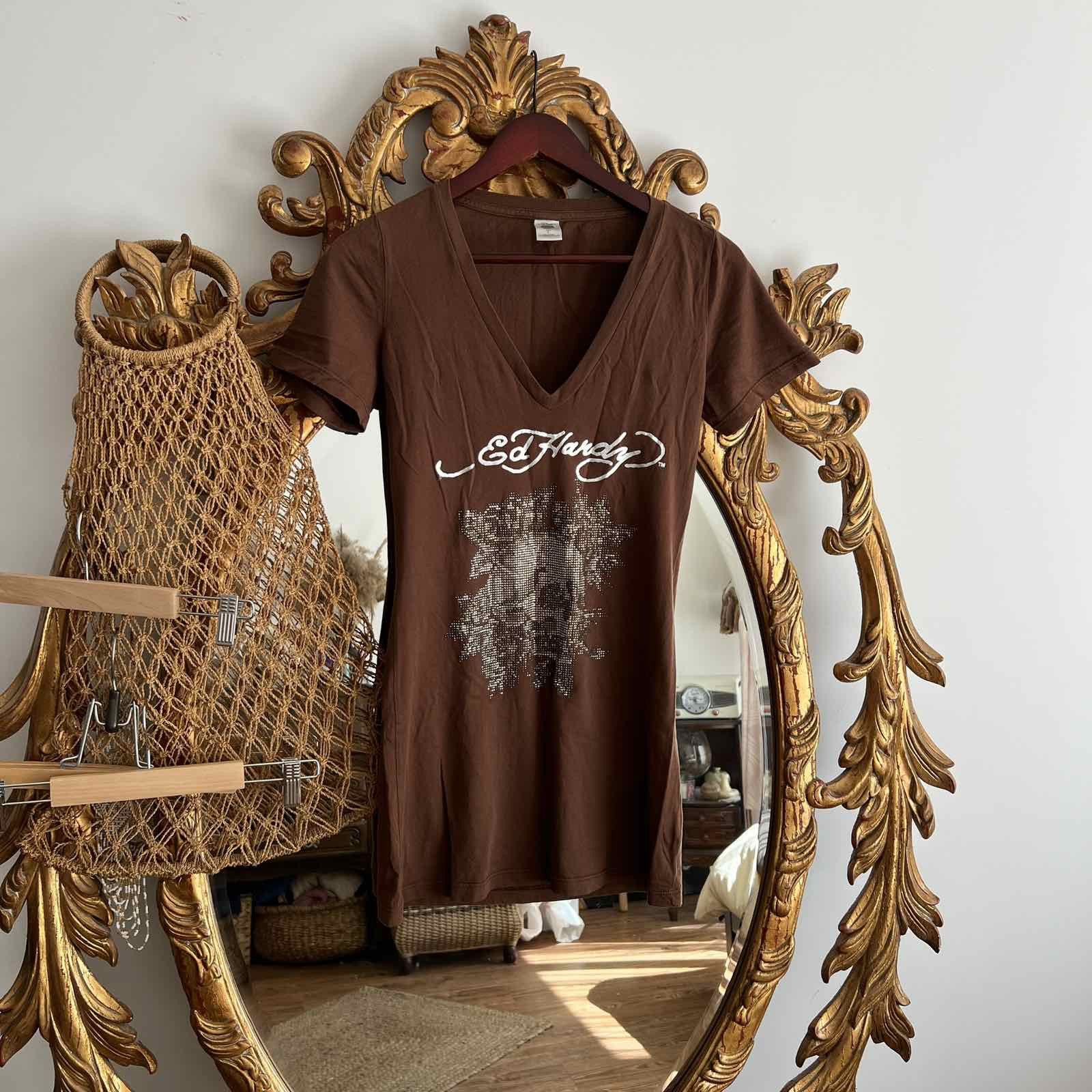 Christian Audigier × Ed Hardy VINTAGE ED HARDY 2000s MINI DRESS Sz L Size L / US 10 / IT 46 - 1 Thumbnail
