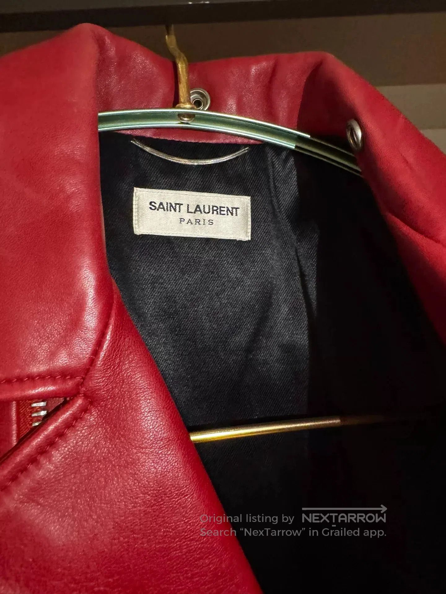 Saint Laurent Paris SAINT LAURENT Red Leather Biker Jacket. Size XS / US 0-2 / IT 36-38 - 2 Thumbnail