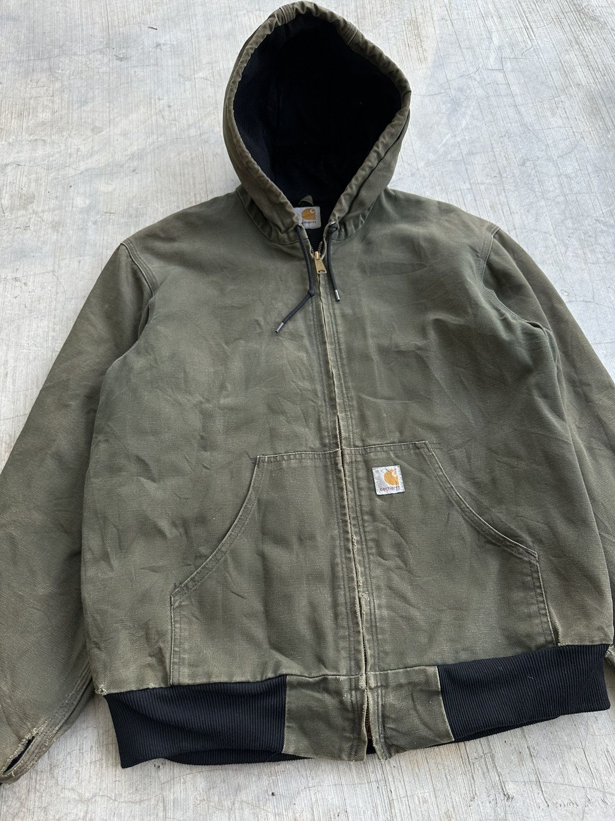 Carhartt Crazy Vintage Carhartt Hoodie Jacket Faded Green Distressed Size US L / EU 52-54 / 3 - 4 Thumbnail