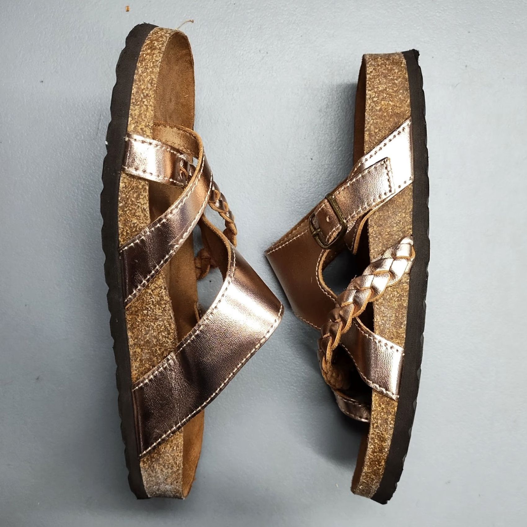 Vintage White Mountain Handpick Footbed Flip Flop Sandals Women Size 6M Brown Leather Slip On Size US 6 / IT 36 - 3 Thumbnail