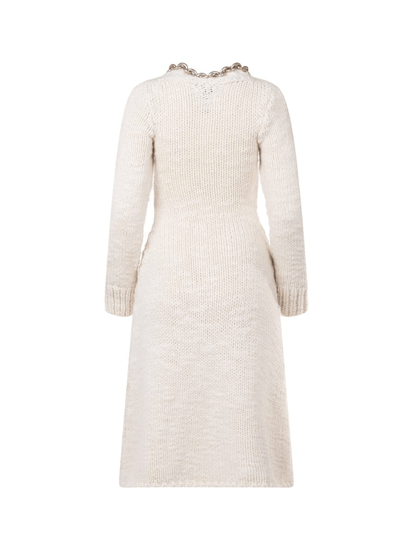 Bottega Veneta Bottega Veneta chain-embellished cream knitted midi dress Size M / US 6-8 / IT 42-44 - 2 Thumbnail