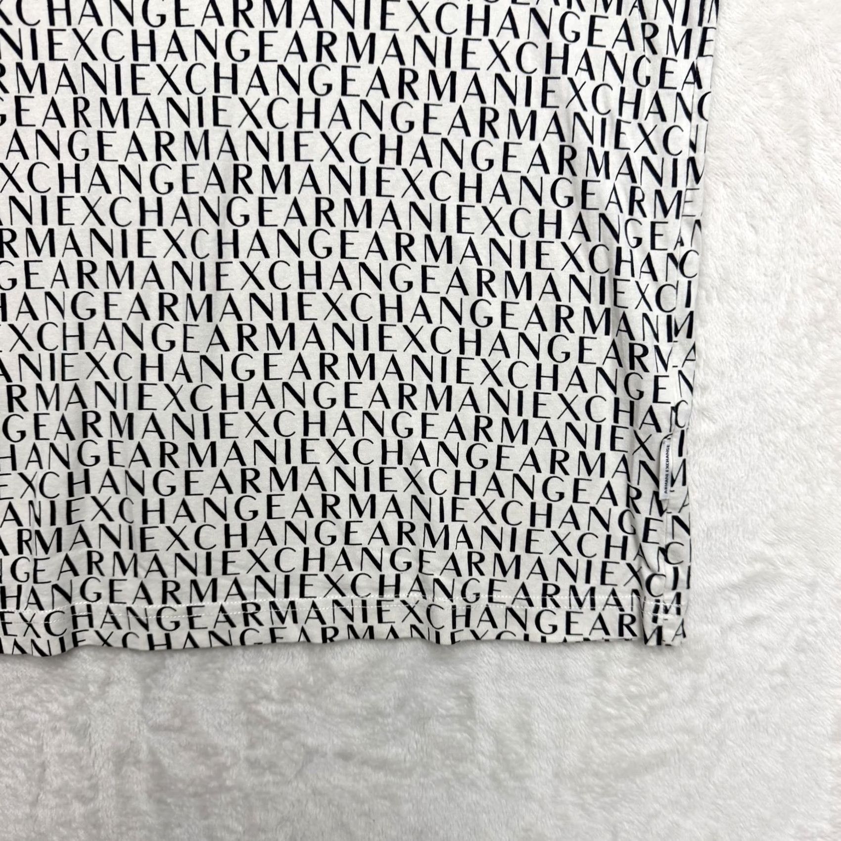 Armani Exchange Armani Exchange Shirt Mens XL White All Over Logo AOP Graphic Print Short Sleeve Crew Neck T-Shirt Mens White Logo Print XL Size US XL / EU 56 / 4 - 4 Thumbnail