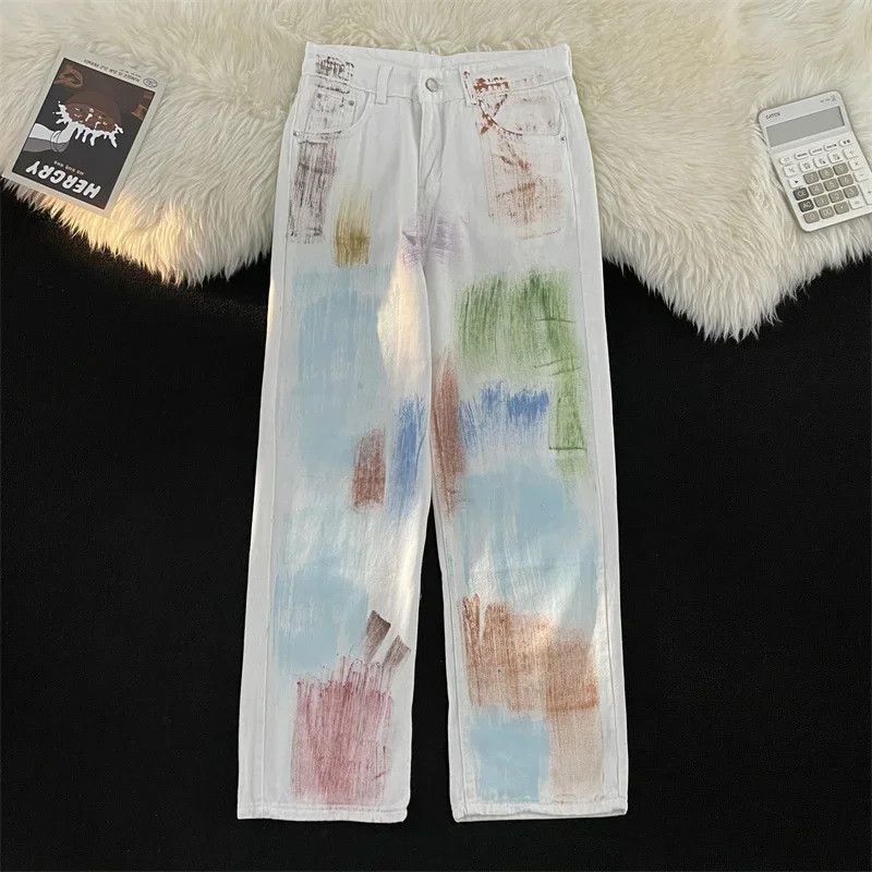 Colorful Graffiti Straight Jeans