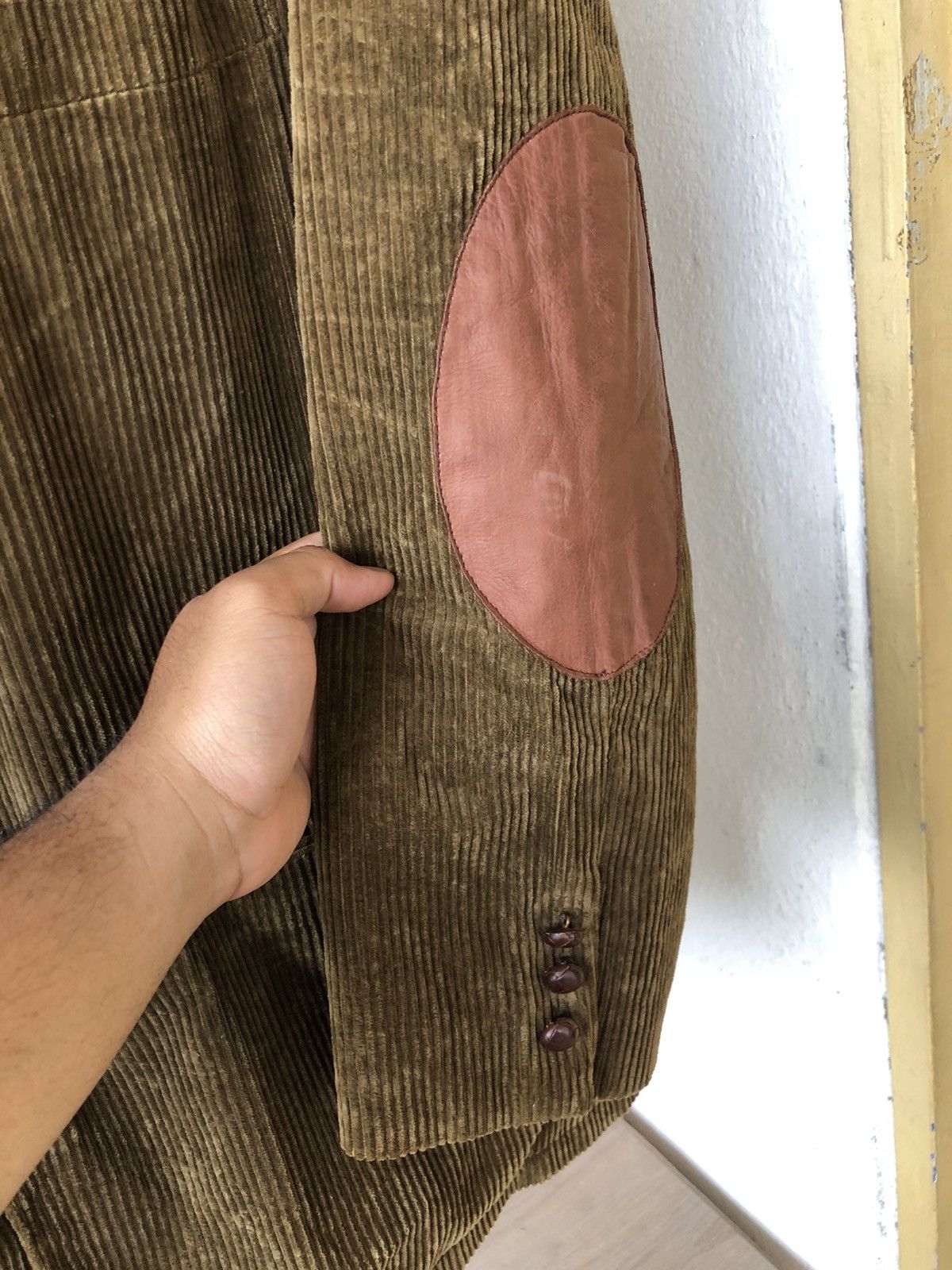 Faconnable Vtg 90s Faconnable Corduroy Leather Elbow Jacket Blazer Size US L / EU 52-54 / 3 - 10 Thumbnail