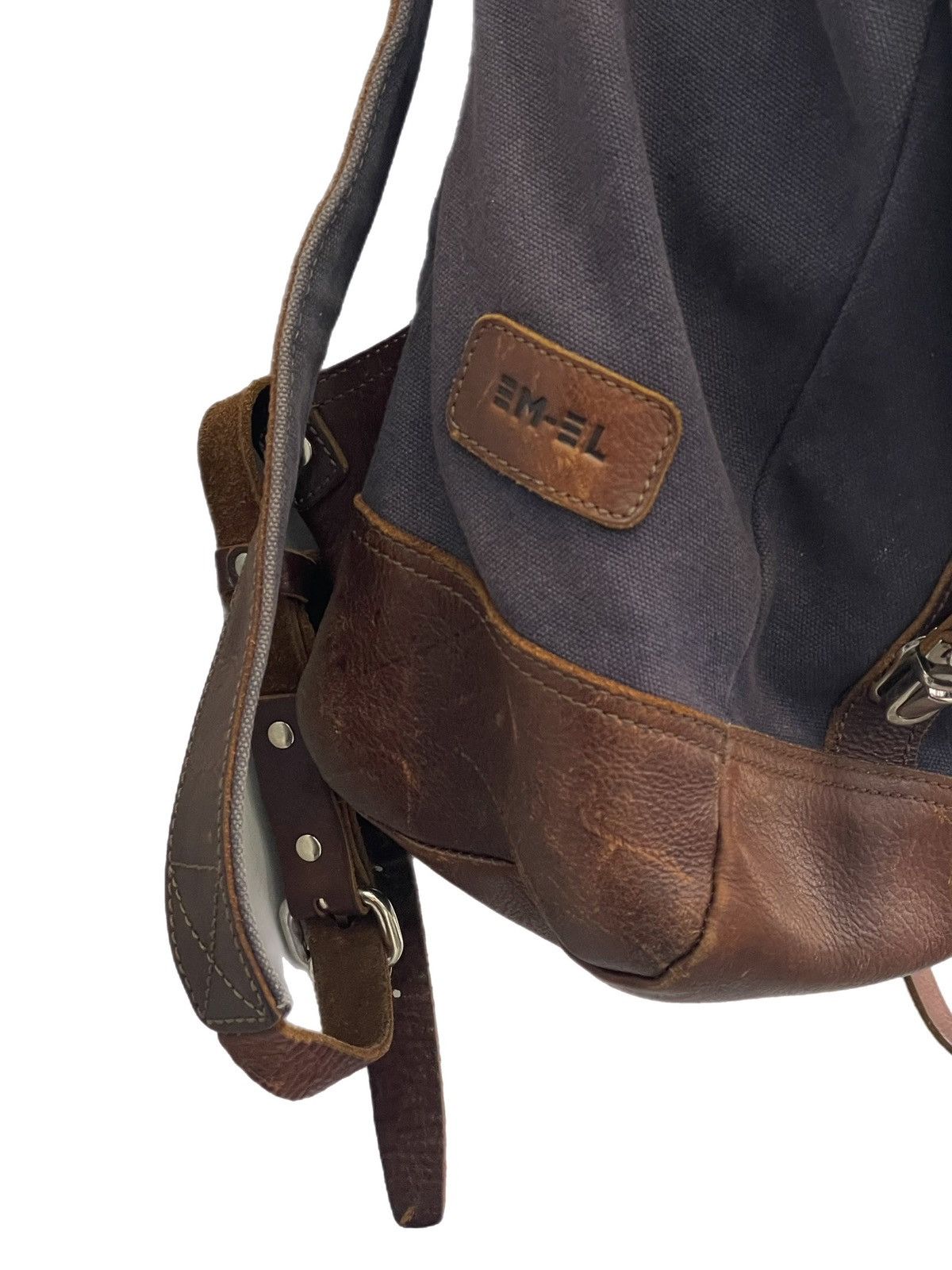 Japanese Brand Diesel style canvas leather backpack Y2K explorer style 90s Size ONE SIZE - 5 Thumbnail