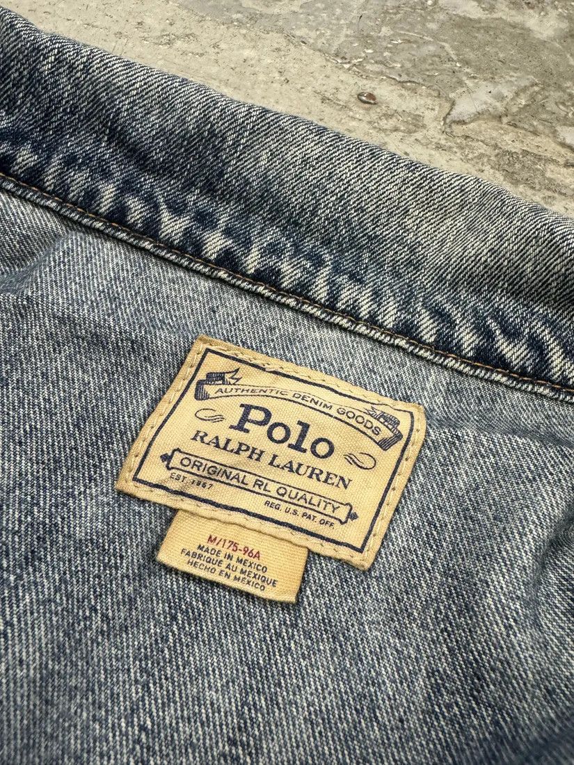 Designer × Polo Ralph Lauren × Vintage 2010s Ralph Lauren USA Flag Blue Denim Jacket Size US M / EU 48-50 / 2 - 7 Thumbnail