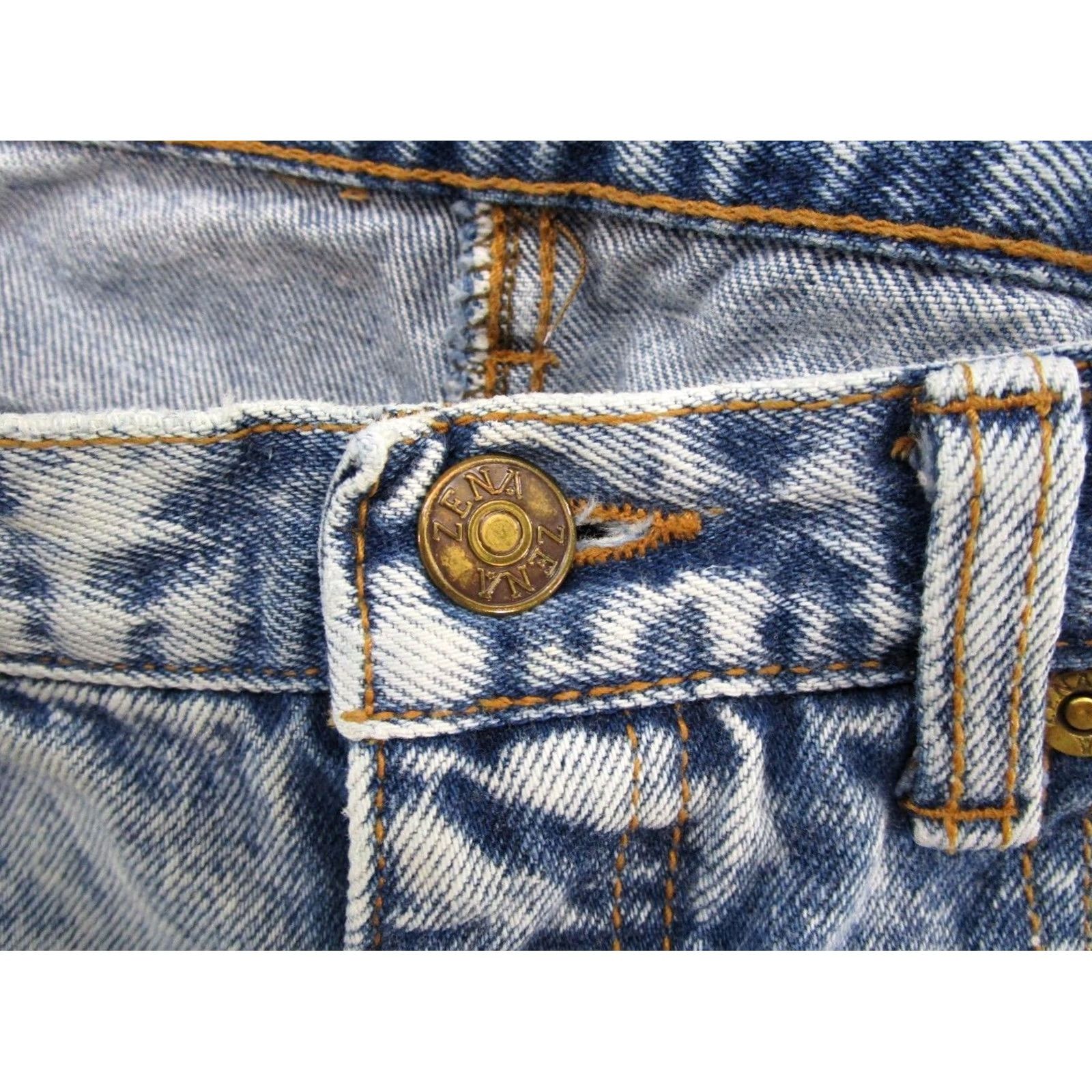 Vintage VTG 90s Zena Women's Jeans Light Wash High Rise Tapered Mom Size 13 Blue Leather Trim Womens Juniors Denim Size 34" / US 12 / IT 48 - 4 Thumbnail