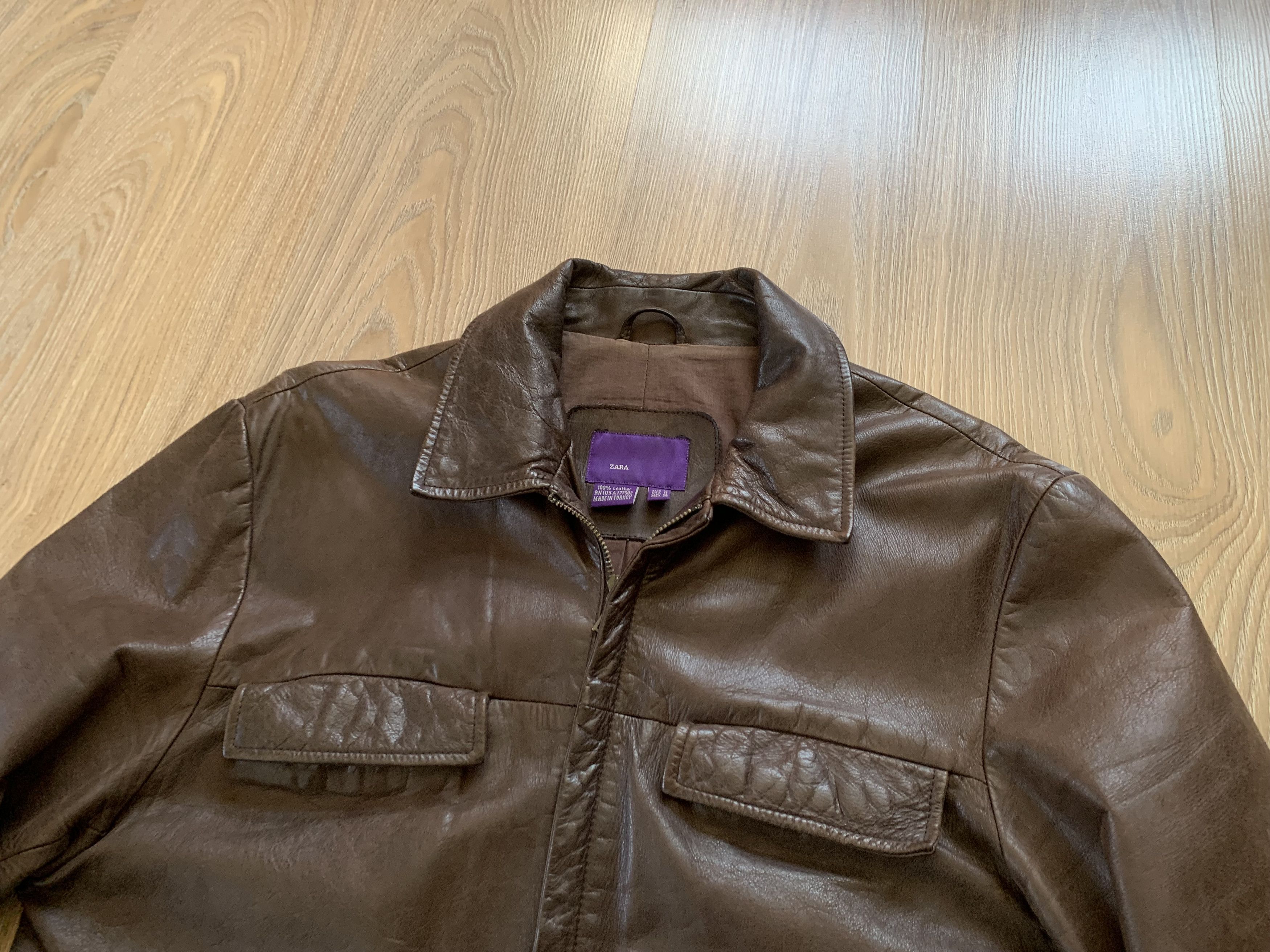 Zara Mens Vintage Zara Brown Leather Archival Biker Jacket Size US M / EU 48-50 / 2 - 6 Thumbnail