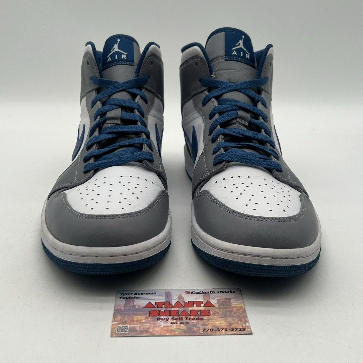 Nike Air Jordan 1 Mid cement true blue Size US 12 / EU 45 - 2 Thumbnail