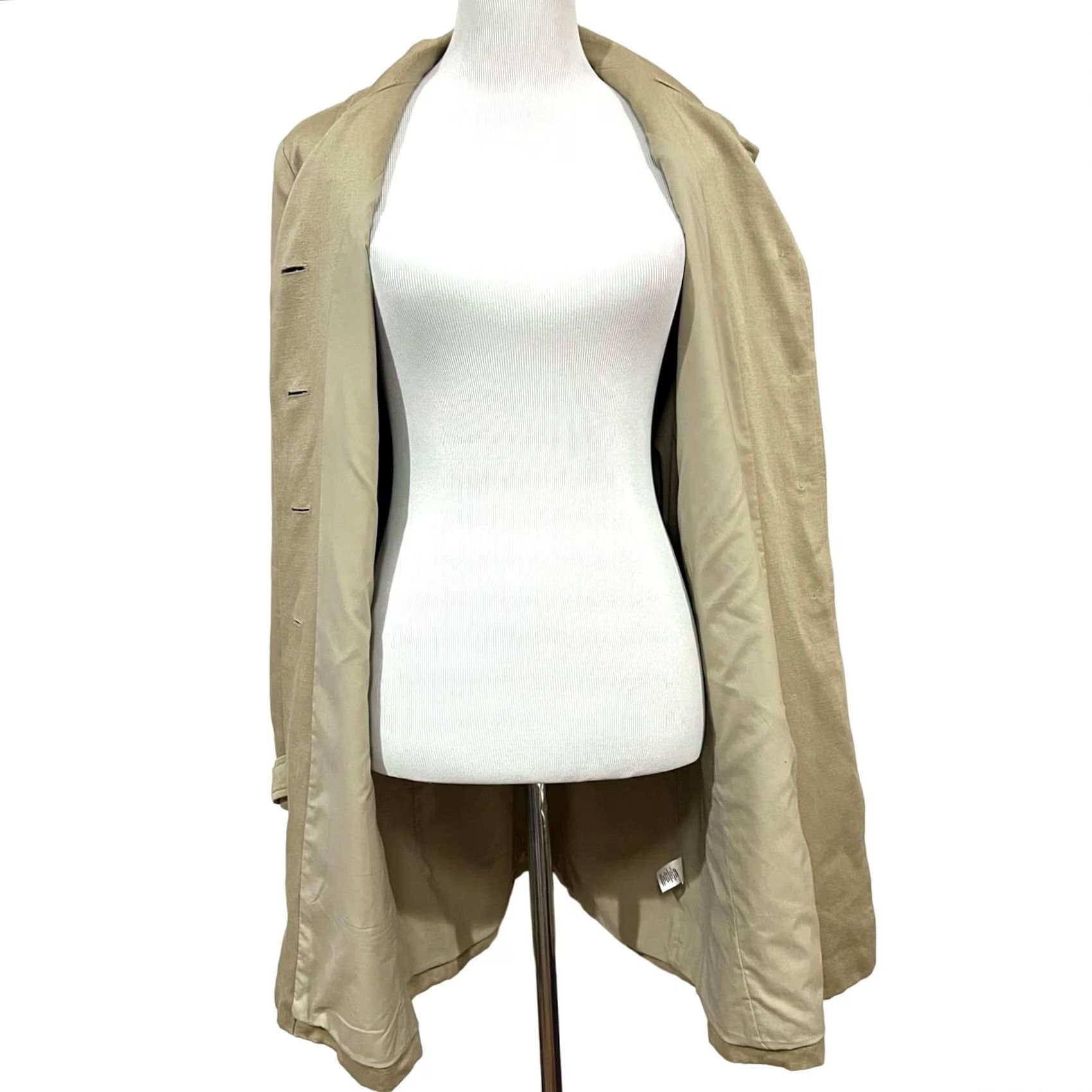 J. Jill J.Jill Beige Jacket Trench Coat Linen Cotton Lined Button Front Pockets Womens M Size M / US 6-8 / IT 42-44 - 2 Thumbnail