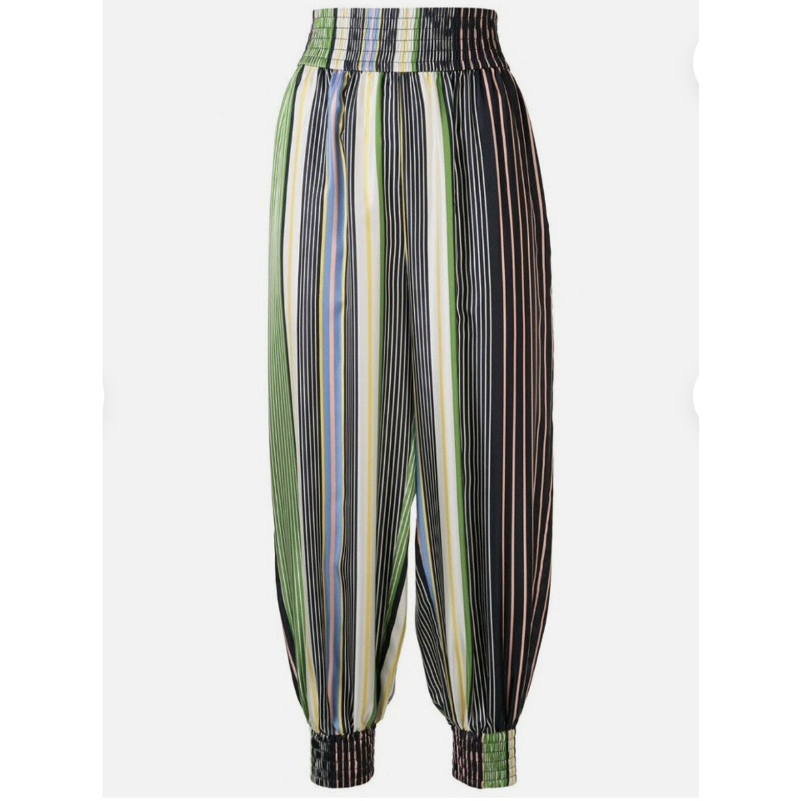 Tory Burch NWOT Tory Burch Multi Stripe Silk Harem Pants Banded Cuffs 2 Size 26" / US 2 / IT 38 - 9 Thumbnail