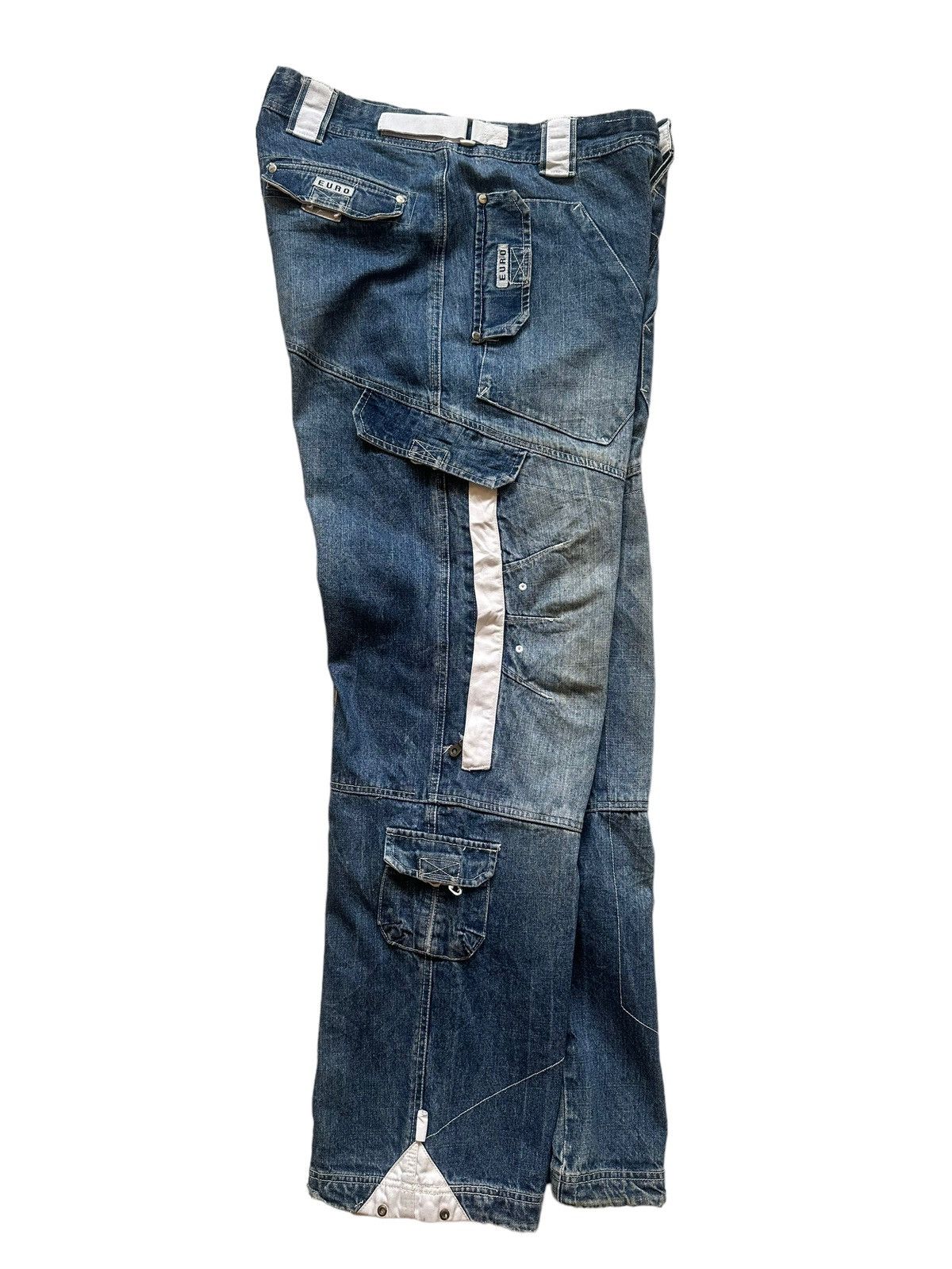 Japanese Brand Vintage Y2k Euro Jeanswear Baggy Multi Cargo Pants Size US 32 / EU 48 - 3 Thumbnail