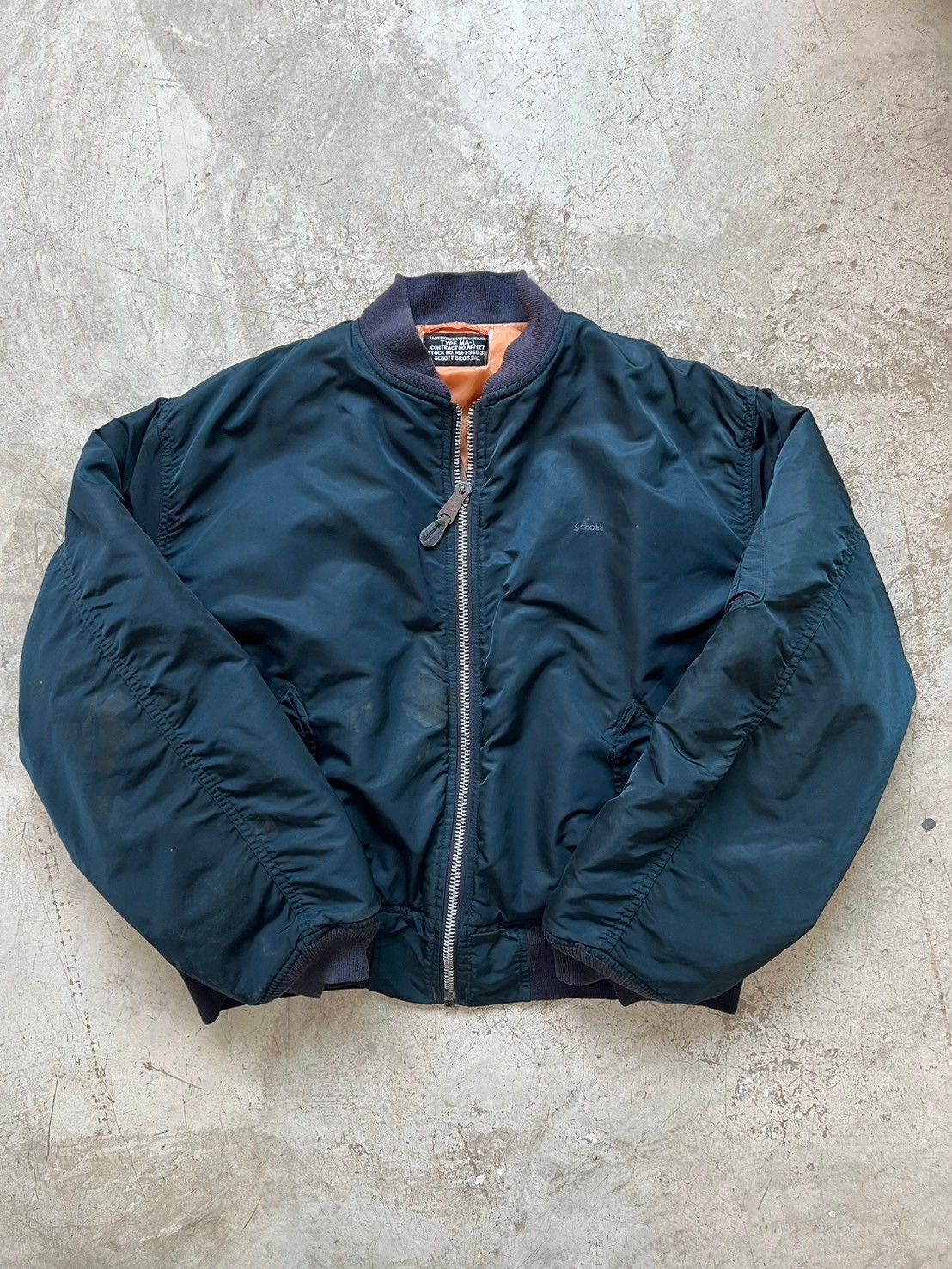 Schott Vintage Schott Flight Bomber Distressed Jacket Size US XL / EU 56 / 4 - 5 Thumbnail