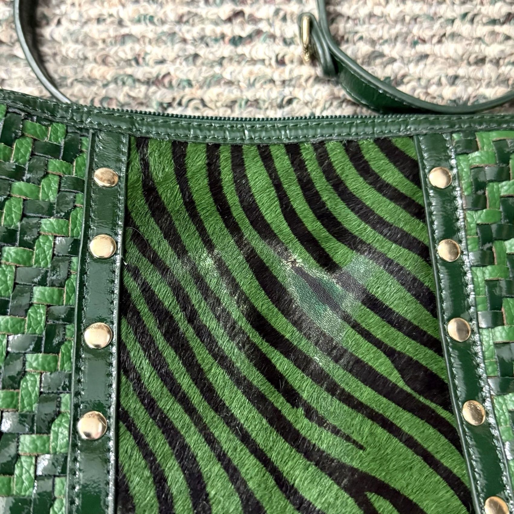 Vintage VINTAGE Sharif Satchel Green Leather Exotic Leather Trim 80s Size ONE SIZE - 3 Thumbnail