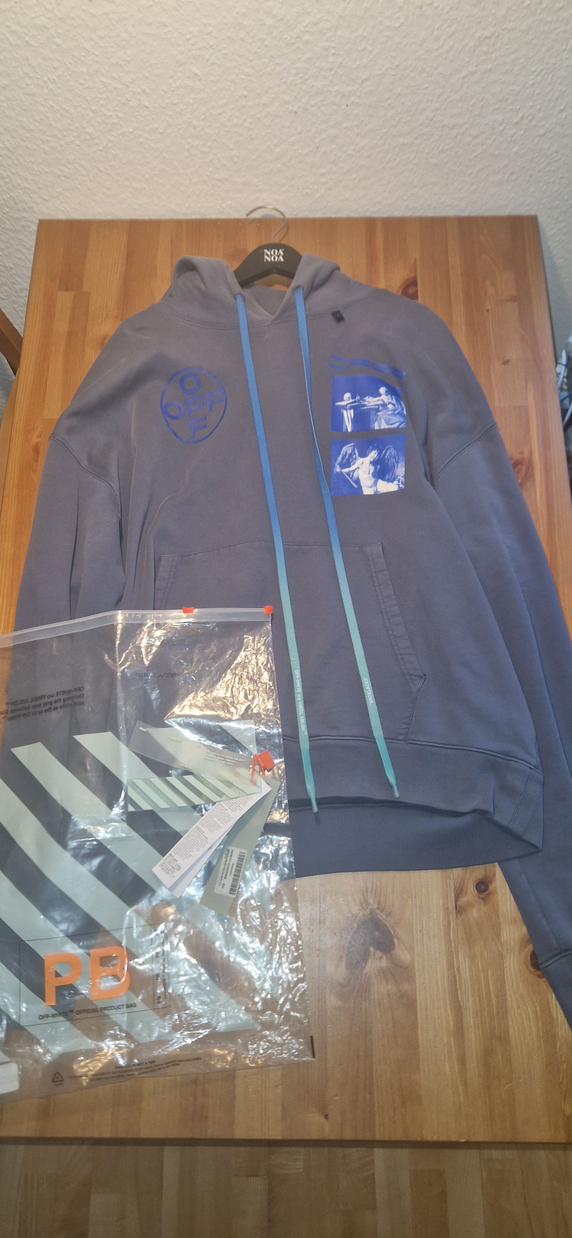 Off-White Off White Caravaggio Hardcore Blue Hoodie Size US XXL / EU 58 / 5 - 1 Thumbnail