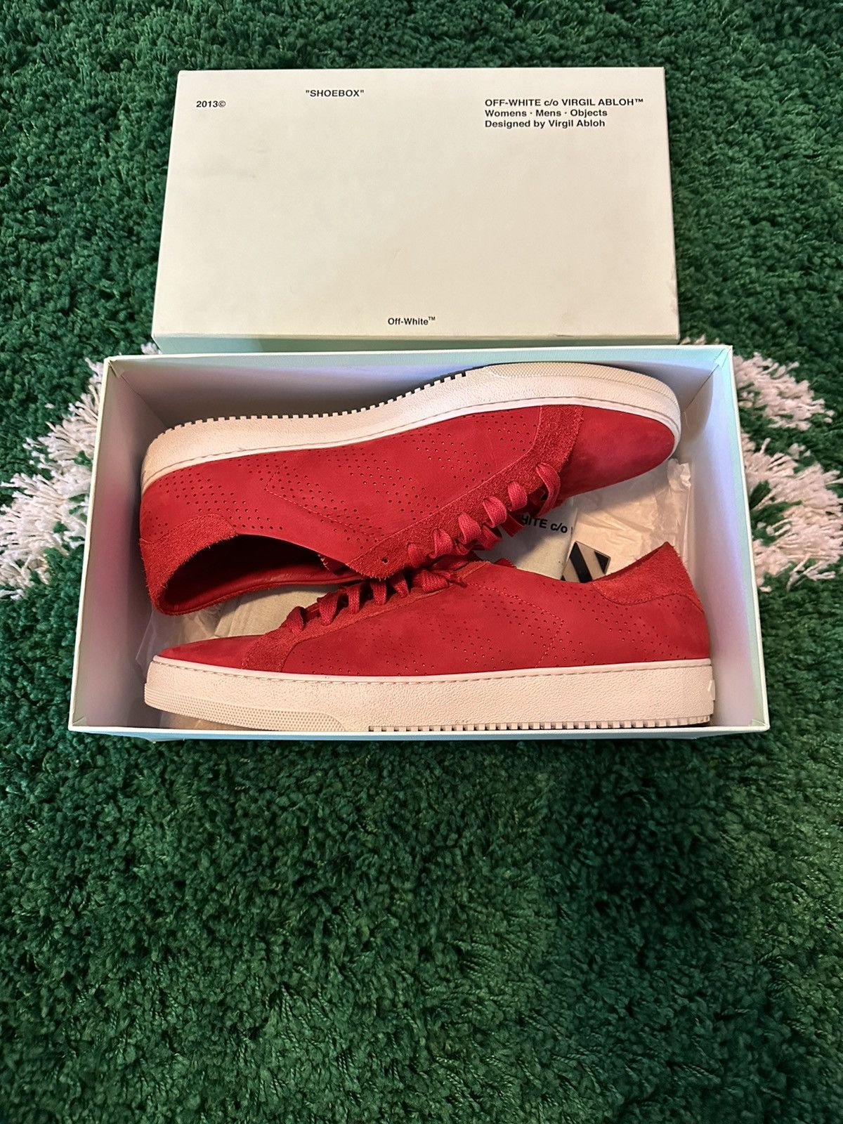 Off-White OW Perforated Sneakers Red 11 Size US 11 / EU 44 - 1 Thumbnail