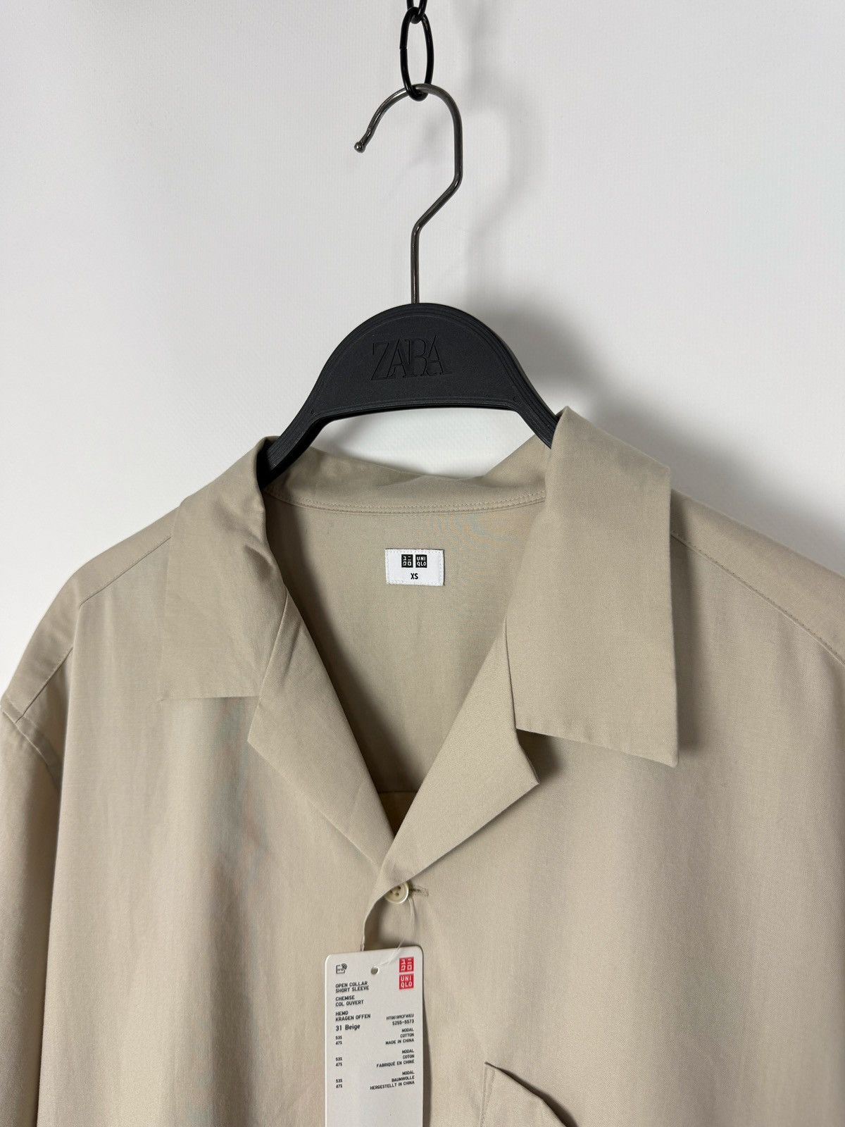 Uniqlo Uniqlo Beige Open Collar Short Sleeve Shirt XS/S Size US XS / EU 42 / 0 - 2 Thumbnail