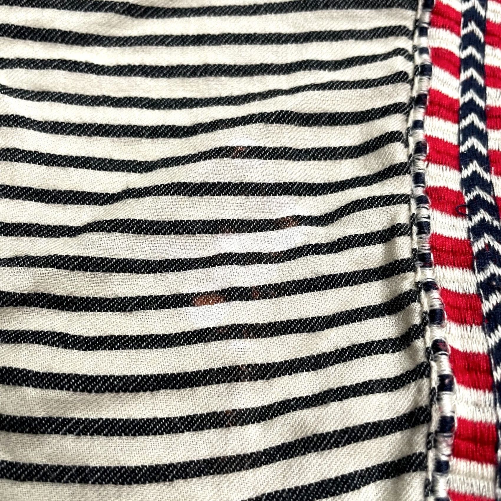 J.Crew J.Crew Embroidered Peasant Blouse Womens 00 Black Ivory Striped Casual Size XXS / US 00 / IT 34 - 3 Thumbnail