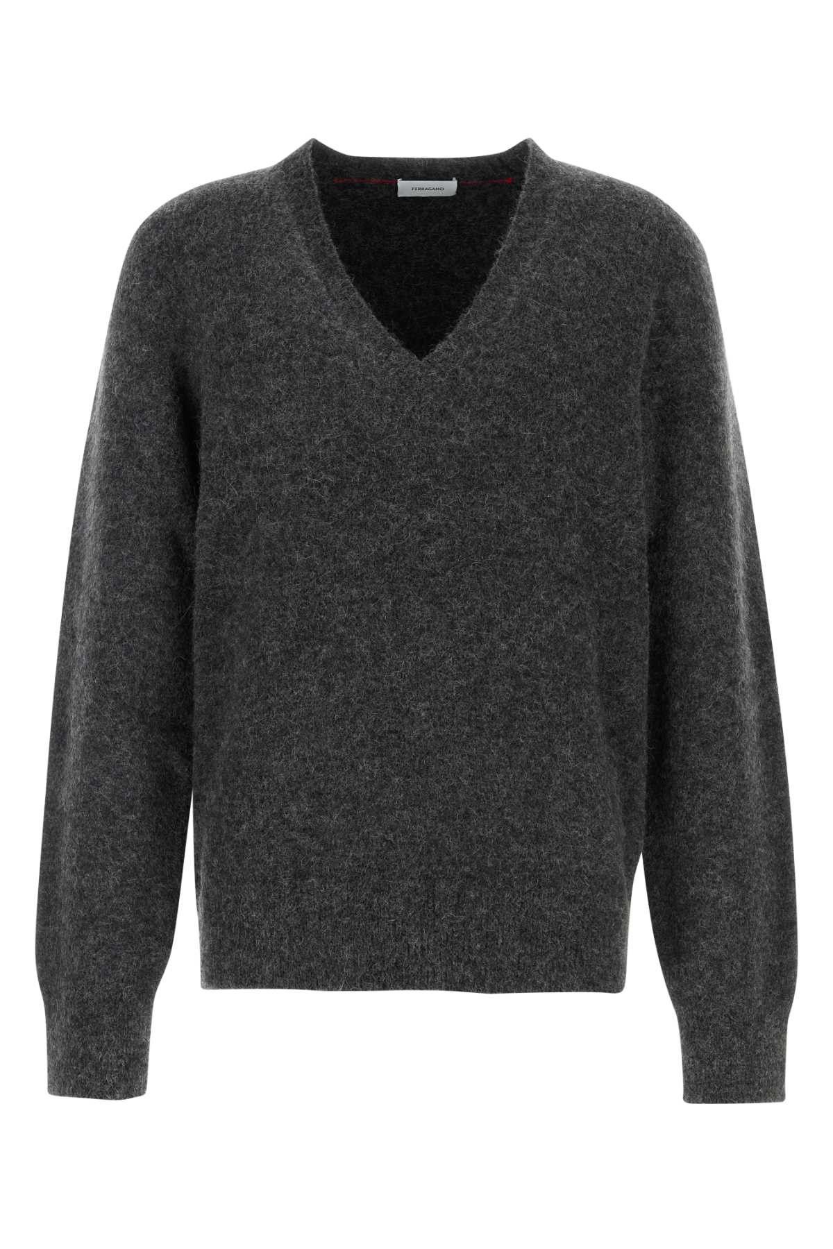 Salvatore Ferragamo Charcoal Stretch Alpaca Blend Sweater Size US L / EU 52-54 / 3 - 1 Thumbnail