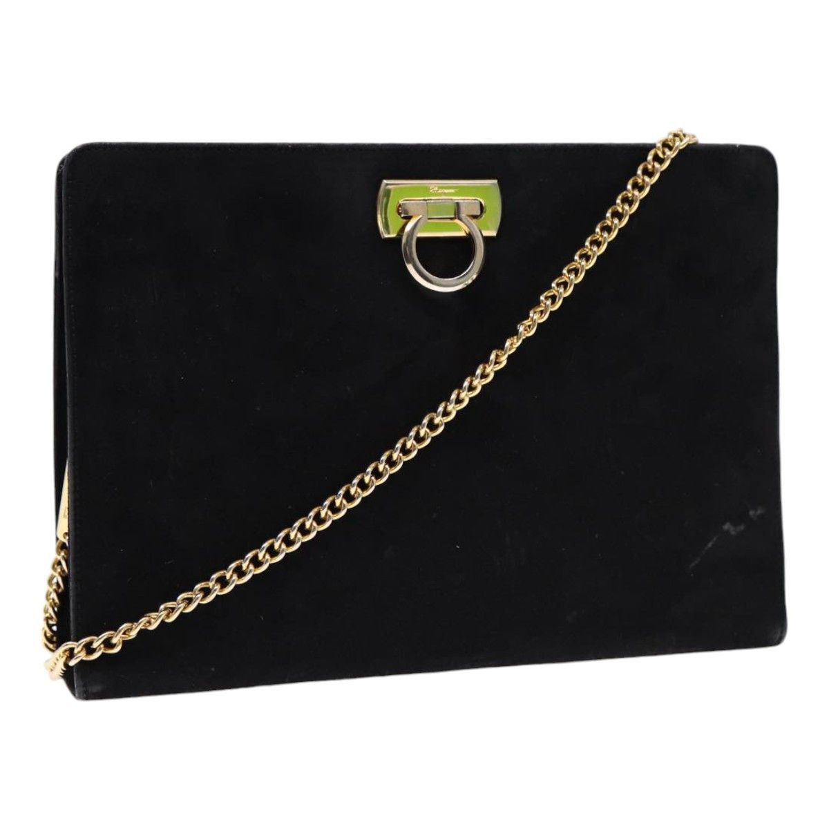 Salvatore Ferragamo Gancini Black Suede Shoulder Bag (Pre-Owned) Size ONE SIZE - 1 Thumbnail