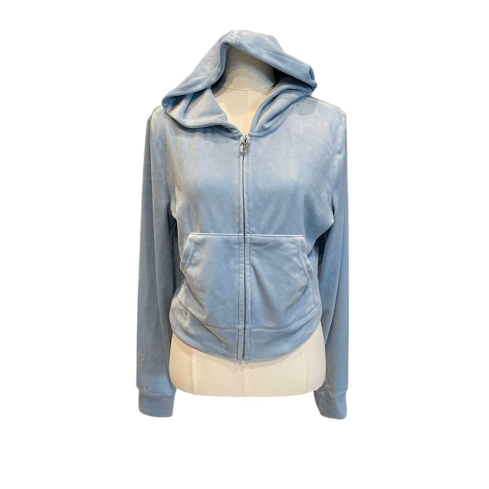 Juicy Couture Juicy Couture "Frosted" light blue velour hoodie L NWT Size L / US 10 / IT 46 - 1 Thumbnail