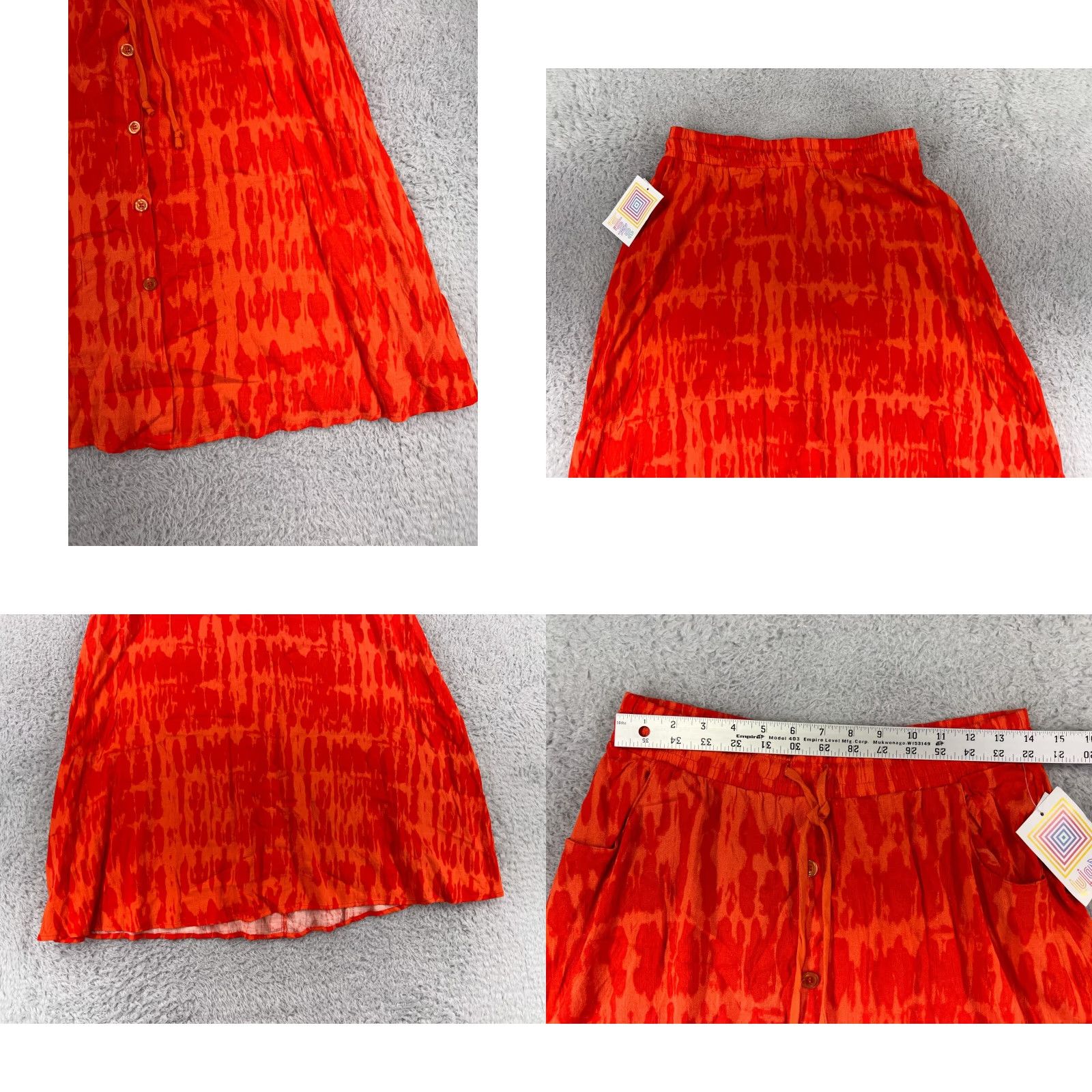 Vintage LuLaRoe Skirt Women Small Orange Striped Rayon Blend Casual Drawstring Pocket Long Womens Size 28" / US 6 / IT 42 - 8 Thumbnail
