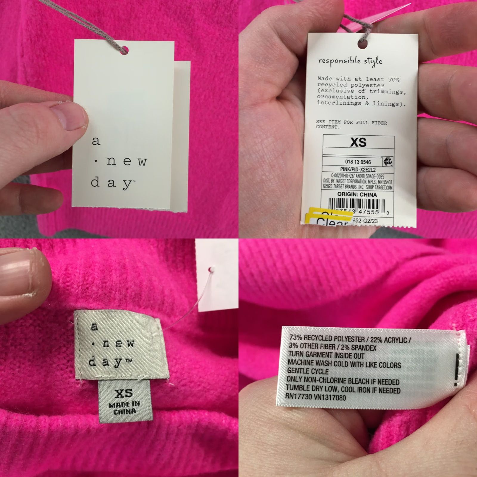 Vintage A New Day Warm Fuzzies Graphic Sweater Womens XS Pink Long Sleeve Mock Neck NEW Size XS / US 0-2 / IT 36-38 - 9 Thumbnail