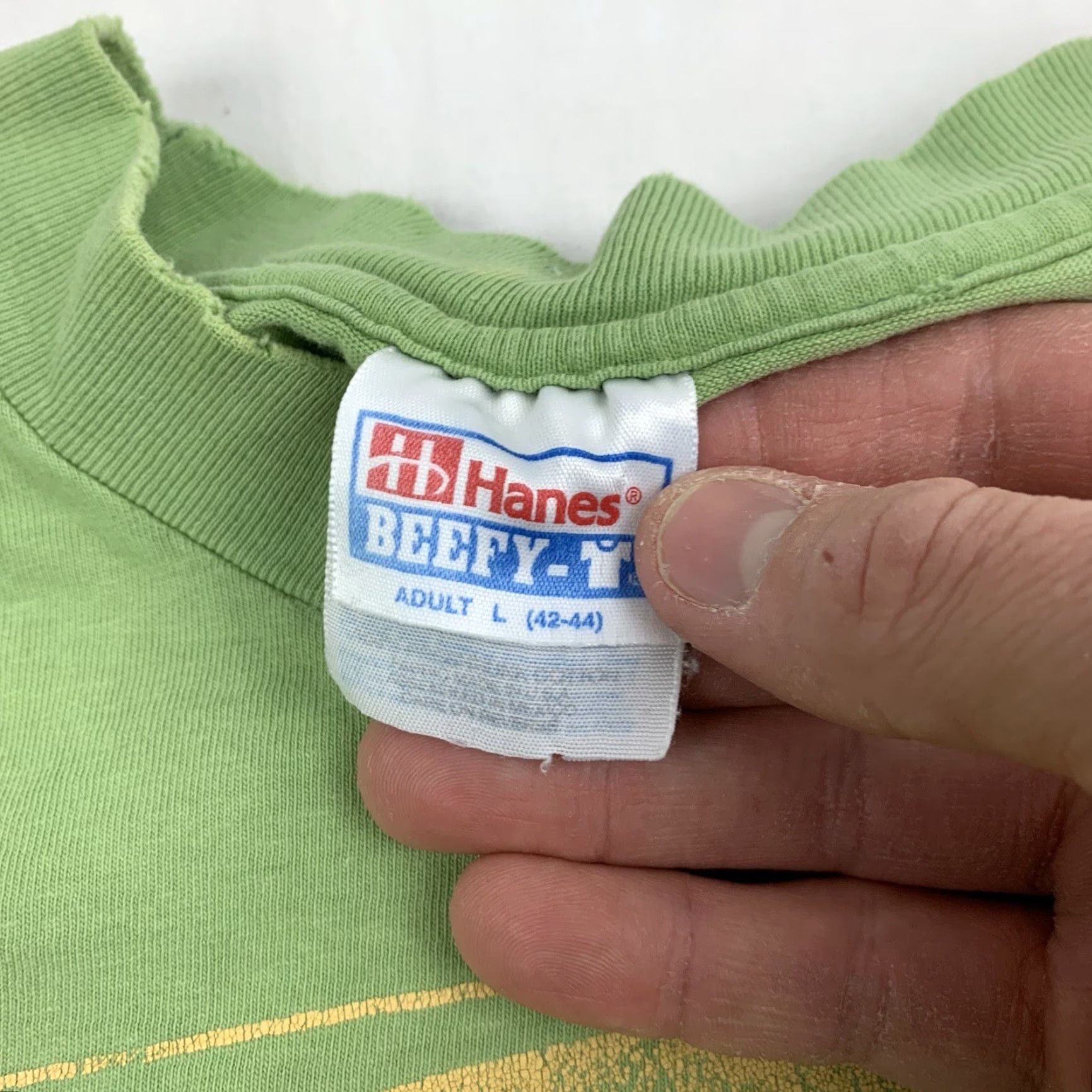 Hanes Vintage Green Large Adult Thrashed Grunge Worn Obscure Fitness Shirt Specialize Size US L / EU 52-54 / 3 - 3 Thumbnail