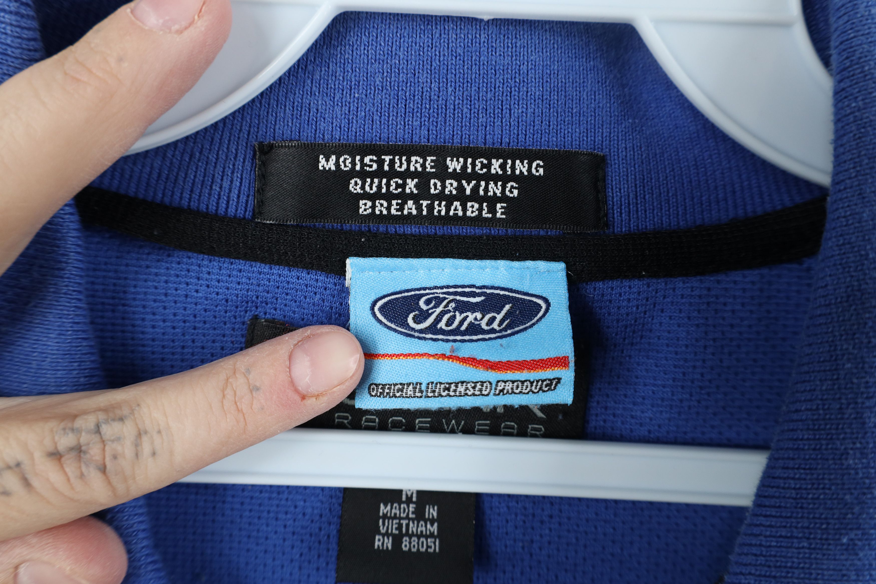 Vintage Vintage Ford Motor Co Racing Fire Flames Polo Shirt Blue Size US M / EU 48-50 / 2 - 10 Thumbnail