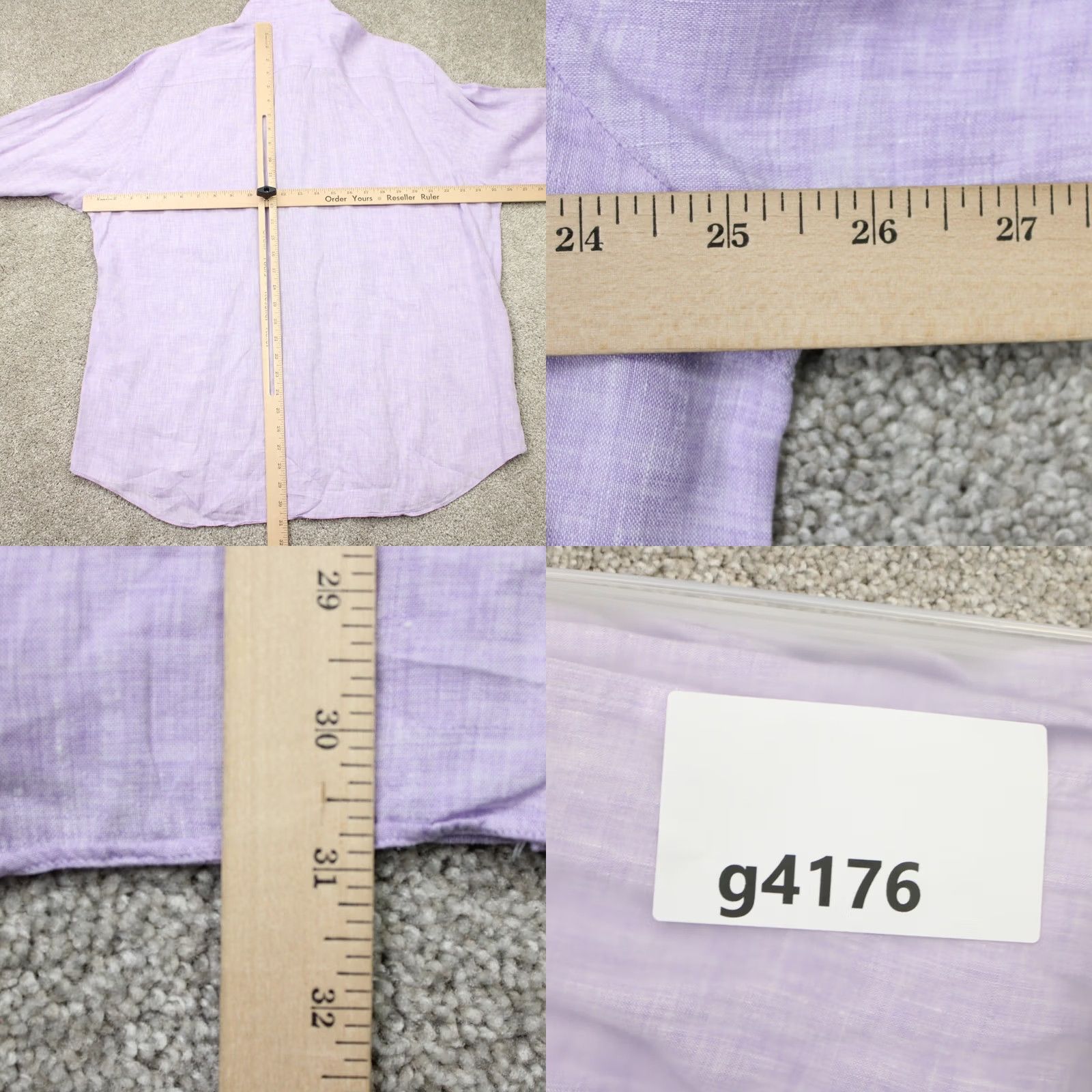 Joseph Abboud Joseph Abboud Shirt Mens 2XL Purple 100% Linen Long Sleeve Button Up Size US XXL / EU 58 / 5 - 8 Thumbnail