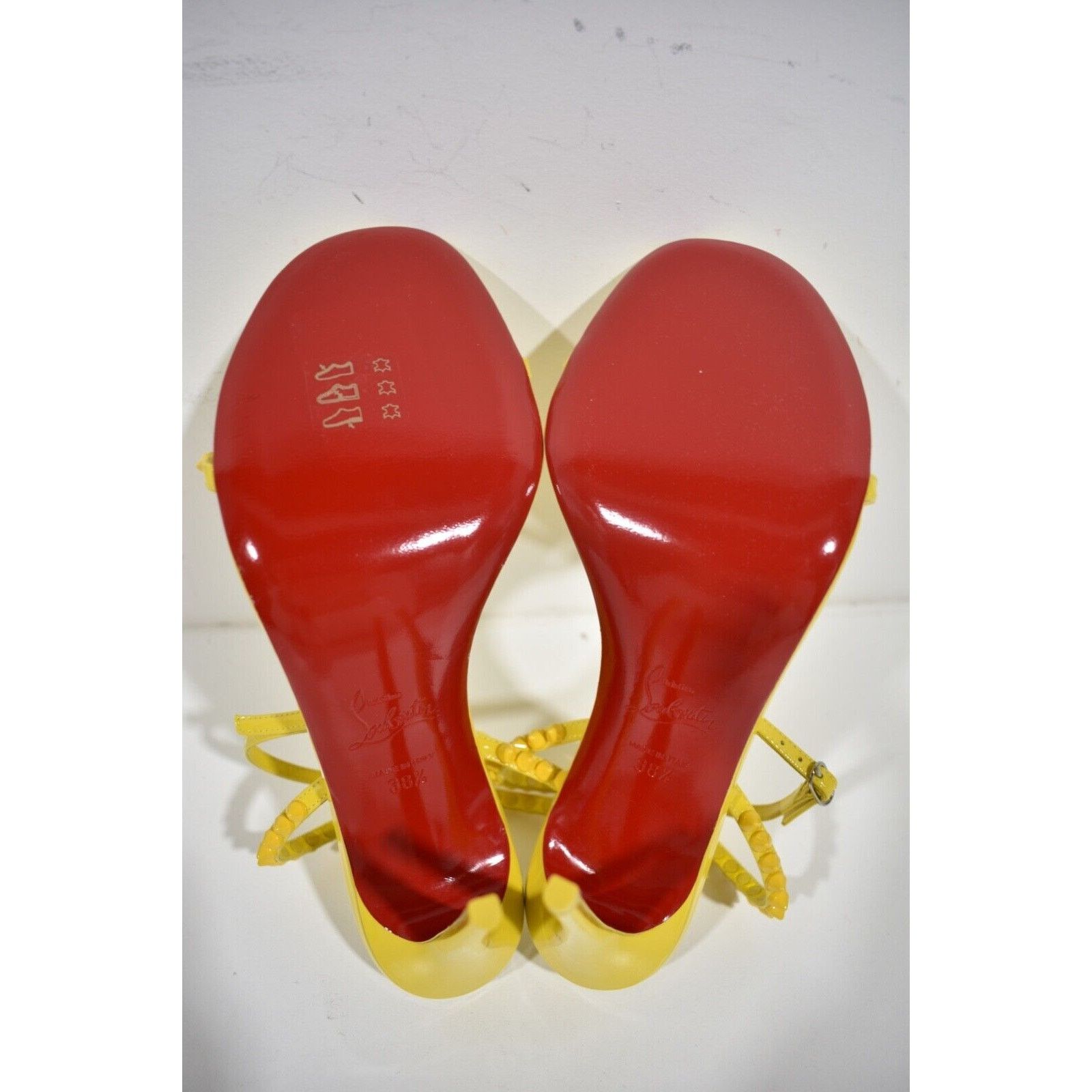 Christian Louboutin So Me 100 Yellow Patent Ankle Strap Sandal Heel Pump 38.5 Size US 8.5 / IT 38.5 - 12 Thumbnail